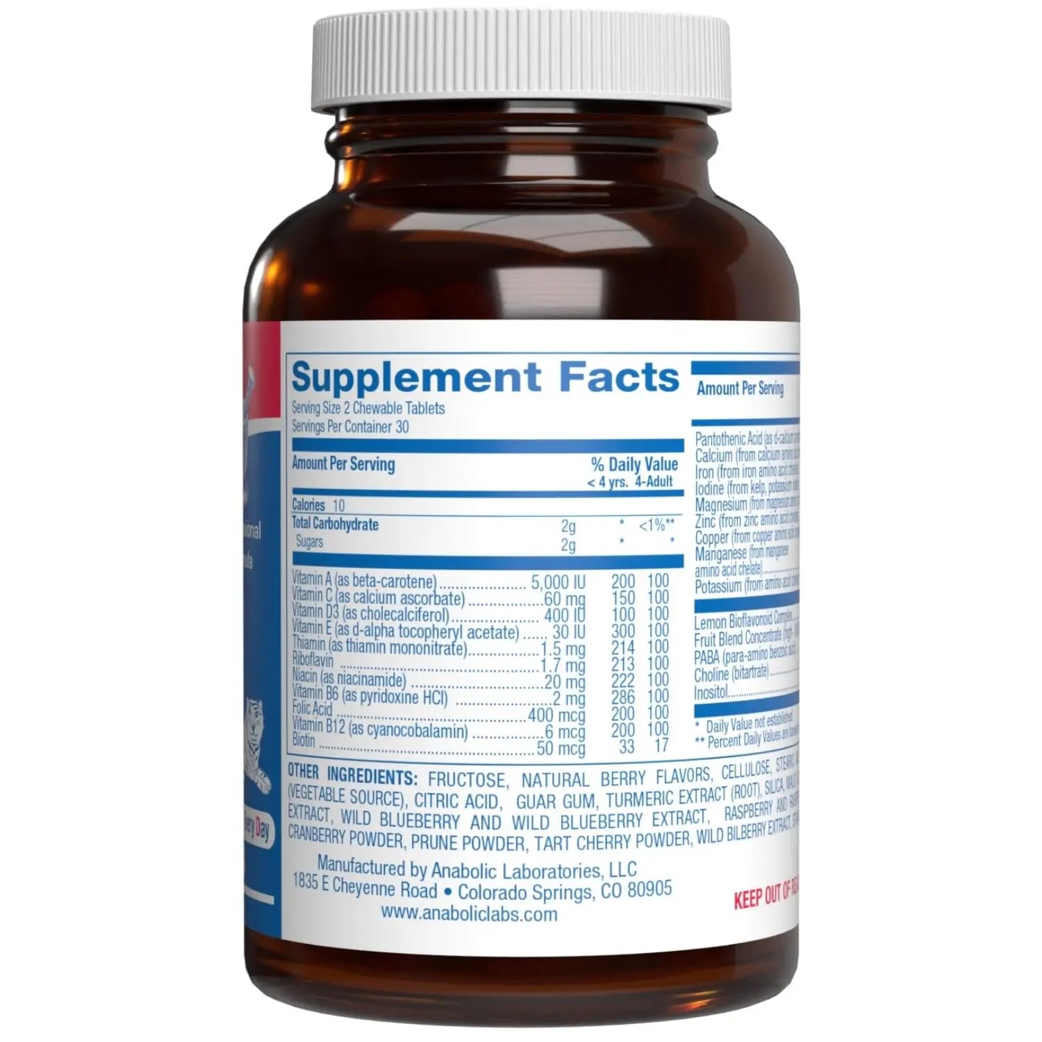 25-in-1 Kids Chewable Multivitamin - Clinically Formulated Kids Multivitamin with Iron Magnesium Vitamins A B Complex C D E Antioxidant Rich Fruit Extracts & More Anabolic Laboratories uk supplements