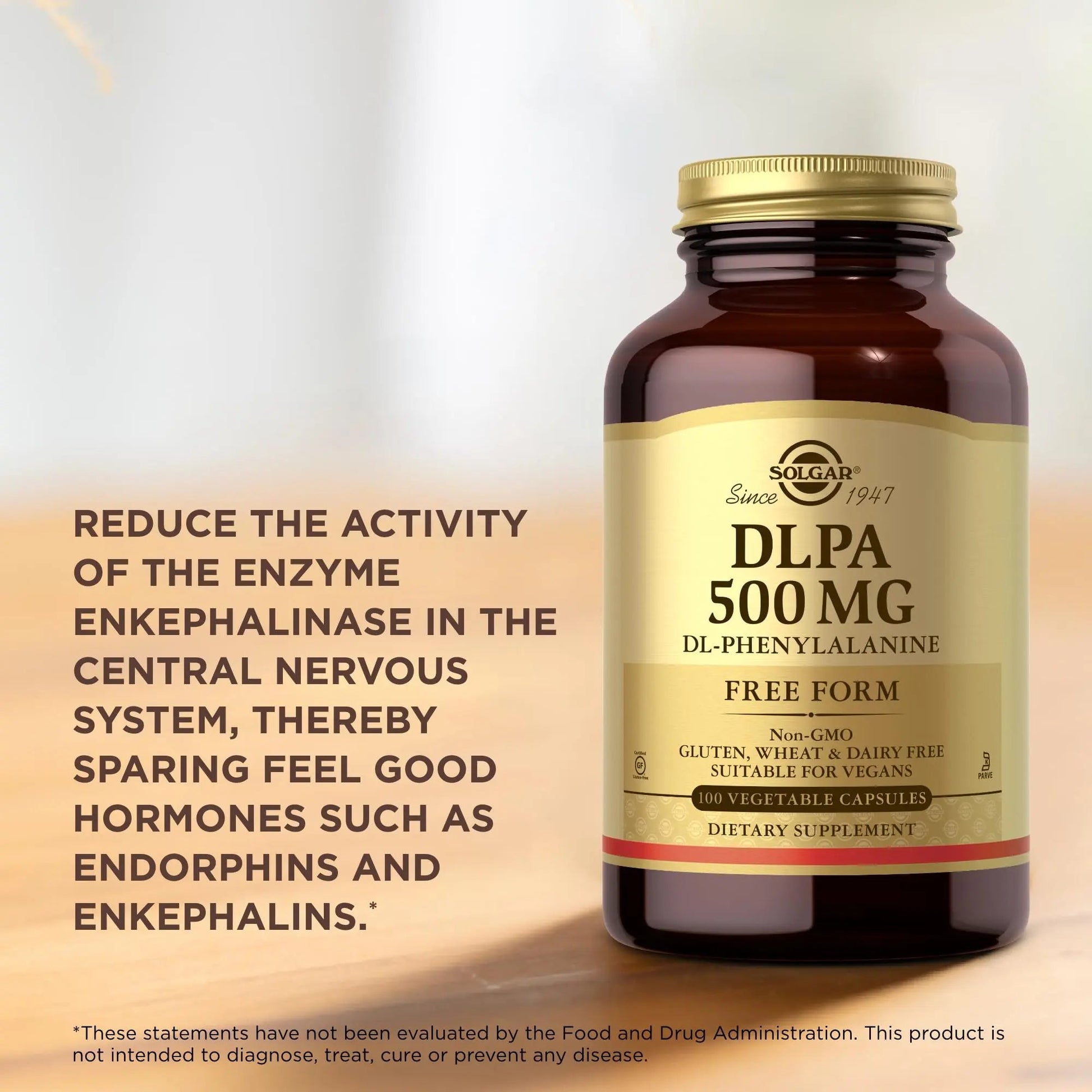 Solgar DLPA 500 mg - 100 Vegetable Capsules - Free Form DL-Phenylalanine - Non-GMO, Vegan, Gluten Free, Dairy Free, Kosher - 100 Servings Solgar uk supplements