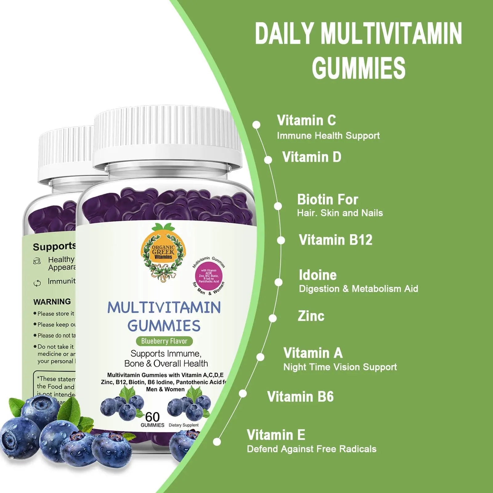 Organic Greek® Multivitamin Gummies with Vitamin A, C, D, E, Zinc, B12, Biotin, B6, Iodine, Pantothenic Acid for Men & Women Organic Greek uk supplements