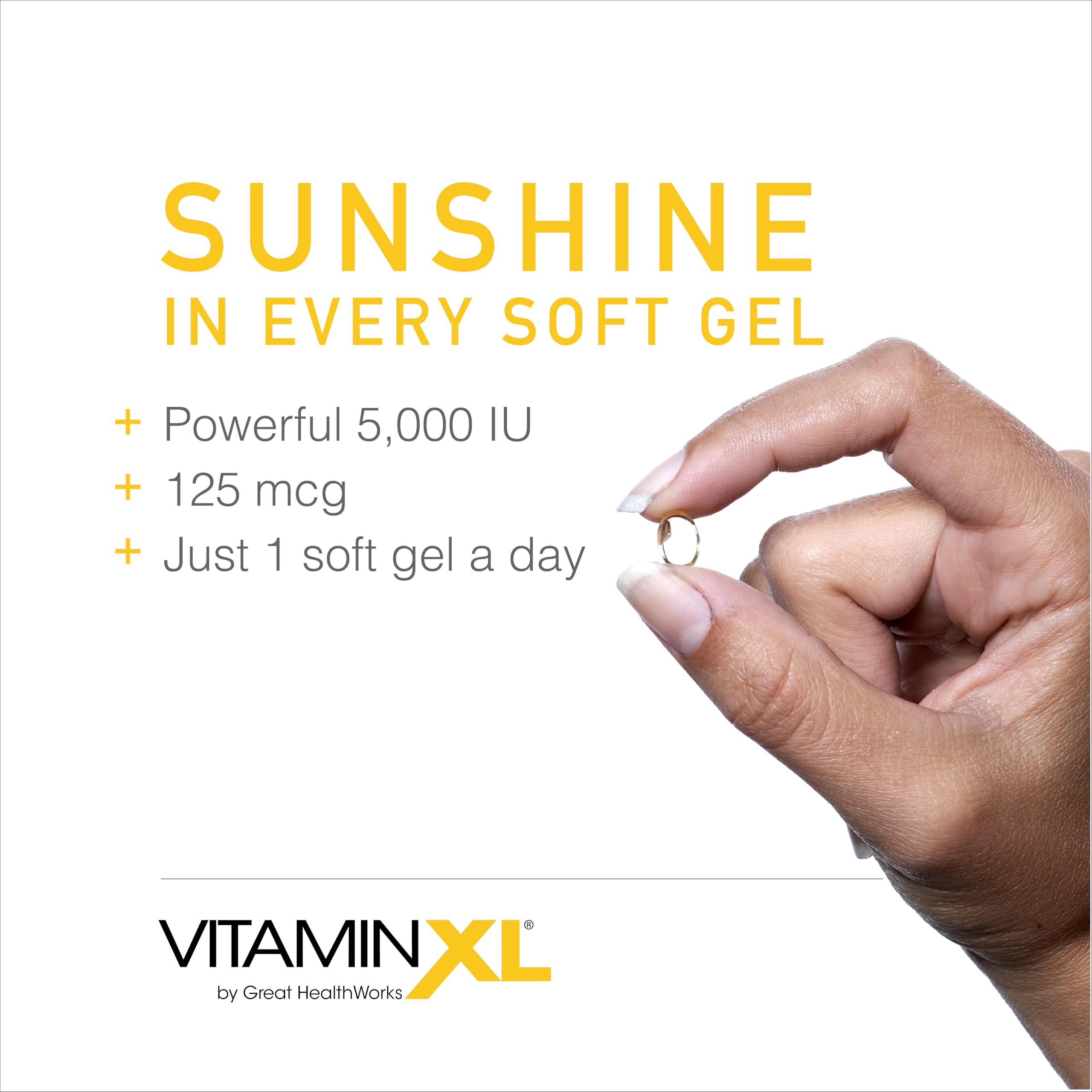 OmegaXL VitaminXL D3 High Potency Daily Vitamin D 5000 IU 125mcg Immune Support Supplement - Promotes Healthy Muscle Function & Strong Bones - Non-GMO, Gluten-Free - 30 Softgels OmegaXL uk supplements