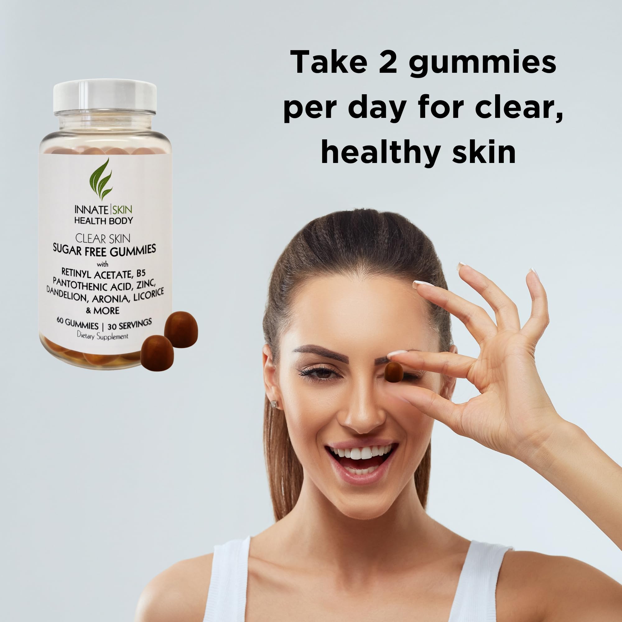 Innate Skin Health Body Clear Skin Acne Gummies - Complexion Supplement, Pantothenic Acid & Antioxidants, Vitamins 60 Count Innate Skin uk supplements