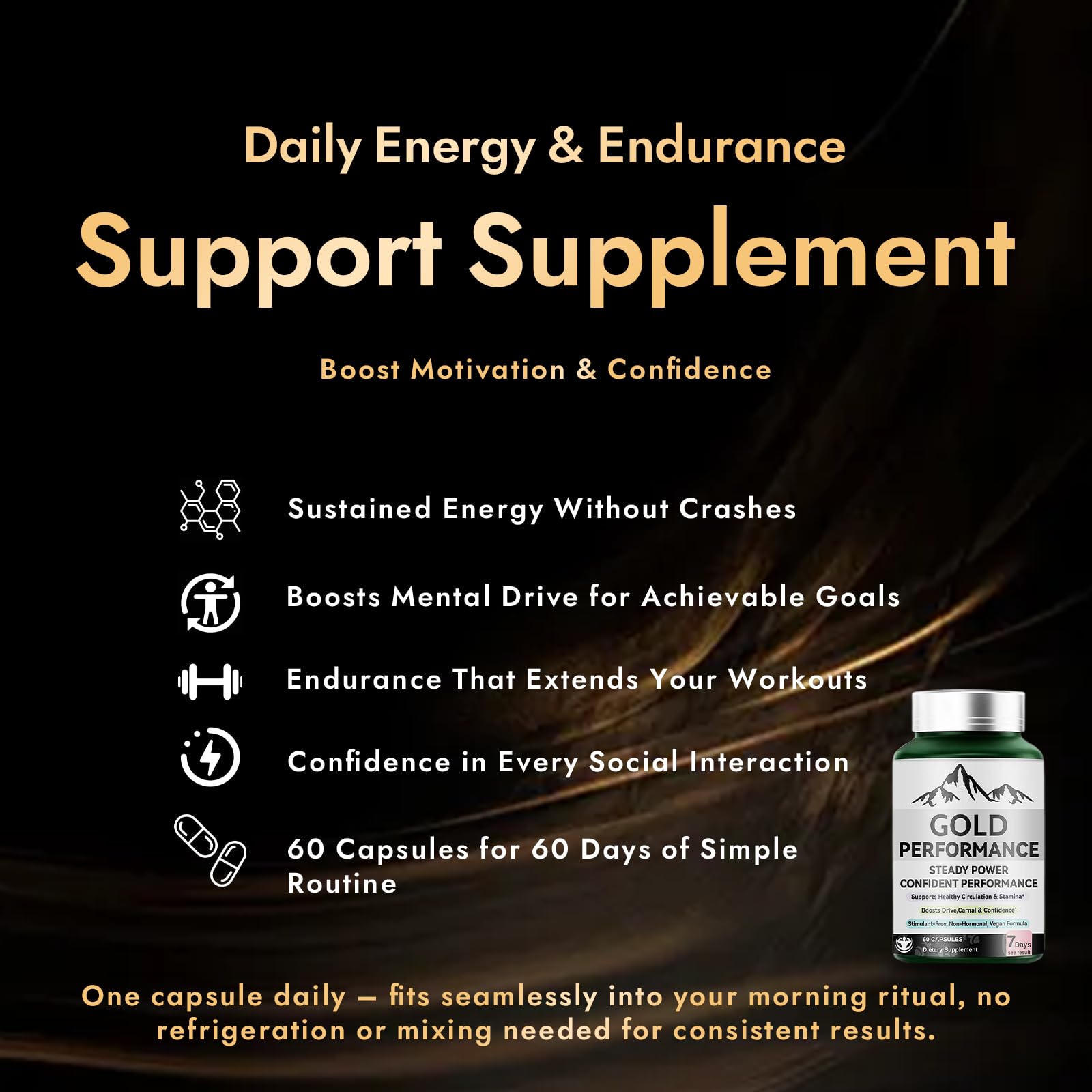 Quantum Gold Performance Capsulas – Daily Energy & Endurance Support Supplement | Boost Motivation & Confidence | 60 Capsules(1PC) ultimapeak uk supplements
