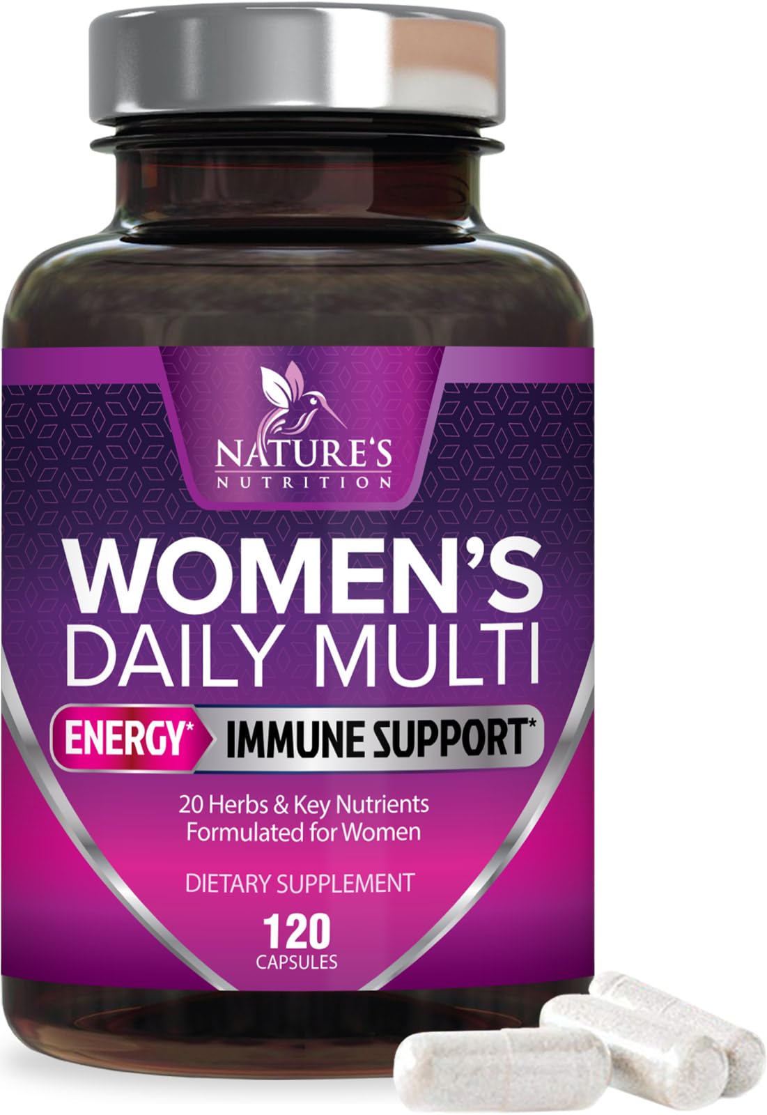 Multivitamin for Women - with Vitamins A, C, D, E, B6, B12, Zinc, Calcium & Magnesium, Womens Daily Multi Vitamin Multimineral Supplement for Bone Health, Energy & Immune Support - 120 Capsules Nature's Nutrition uk supplements