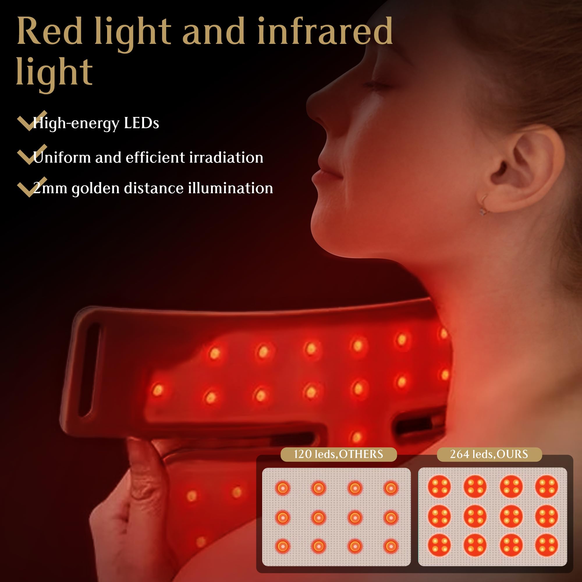 Upgraded Red Light Therapy Mask for Neck & Décolleté, 850 nm Wireless Infrared Light Therapy Suitable BUBLOC uk supplements
