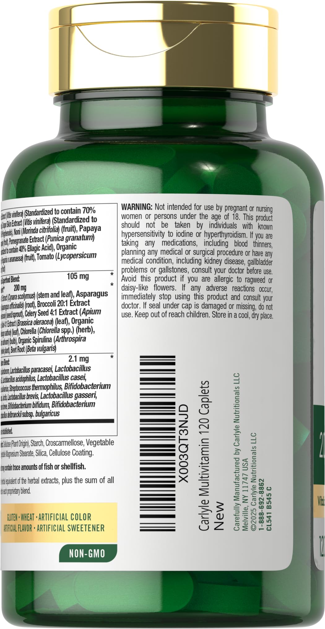 Carlyle Fruits and Veggies Supplement | 120 Count | Superfood Multivitamin with Probiotics | Made with 20 Fruits and Vegetables | Non-GMO & Gluten Free Carlyle uk supplements