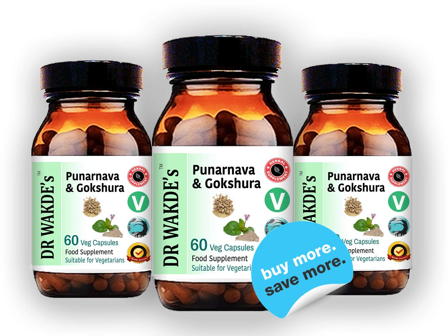 DR WAKDE's Punarnava & Gokshura Capsules (60 Veg Caps, Promotes Healthy Urinary Flush, Ayurvedic Supplement, Vegan, Herbal, All Natural, Made in UK) DR WAKDE's uk supplements