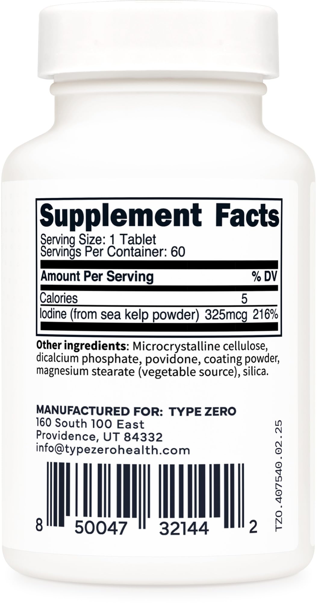 Type Zero Clean Iodine Tablets (60 Servings, 325 MCG Per Serving) - from Sea Kelp, Non-GMO, Gluten Free Type Zero uk supplements