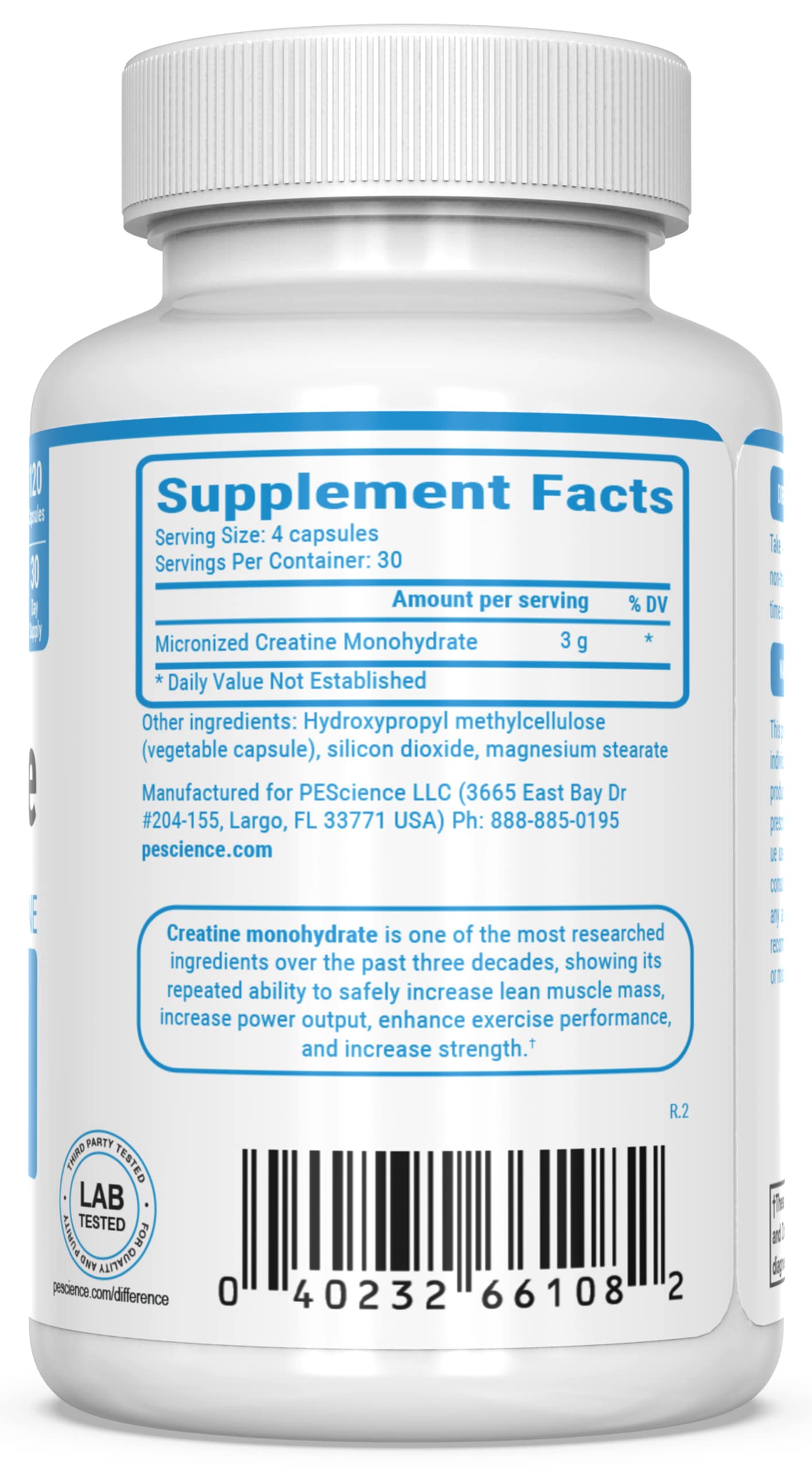 PEScience TruCreatine Creatine Pills, Easy-to-Take Creapure Creatine Capsules, Monohydrate, for Men & Women, Supports Muscle Growth, Strength & Recovery, Cognition, 3g Per Serving, 120 Capsules PEScience uk supplements