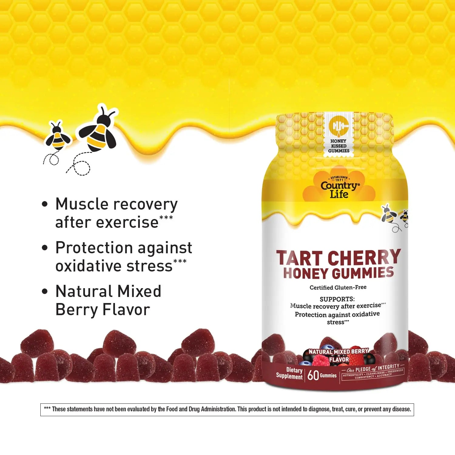 Country Life® Tart Cherry & Adult Multivitamin Honey Gummies - Bundle - Non-GMO - Certified Gluten Free Country Life uk supplements