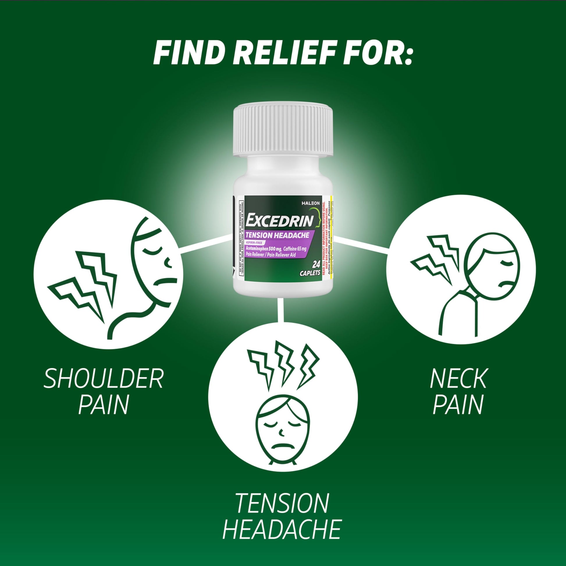 Excedrin Tension Headache Relief Caplets Without Aspirin for Head, Neck and Shoulder Pain Relief - 100 Count Excedrin uk supplements