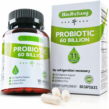 BioJhchang Probiotics Supplements 60 Billion CFUs 11 Diverse Strains Natural Prebiotics for Immune, Digestive Gut Health Supports Occasional Constipation Diarrhea Gas Bloating for Women & Men BioJhchang uk supplements