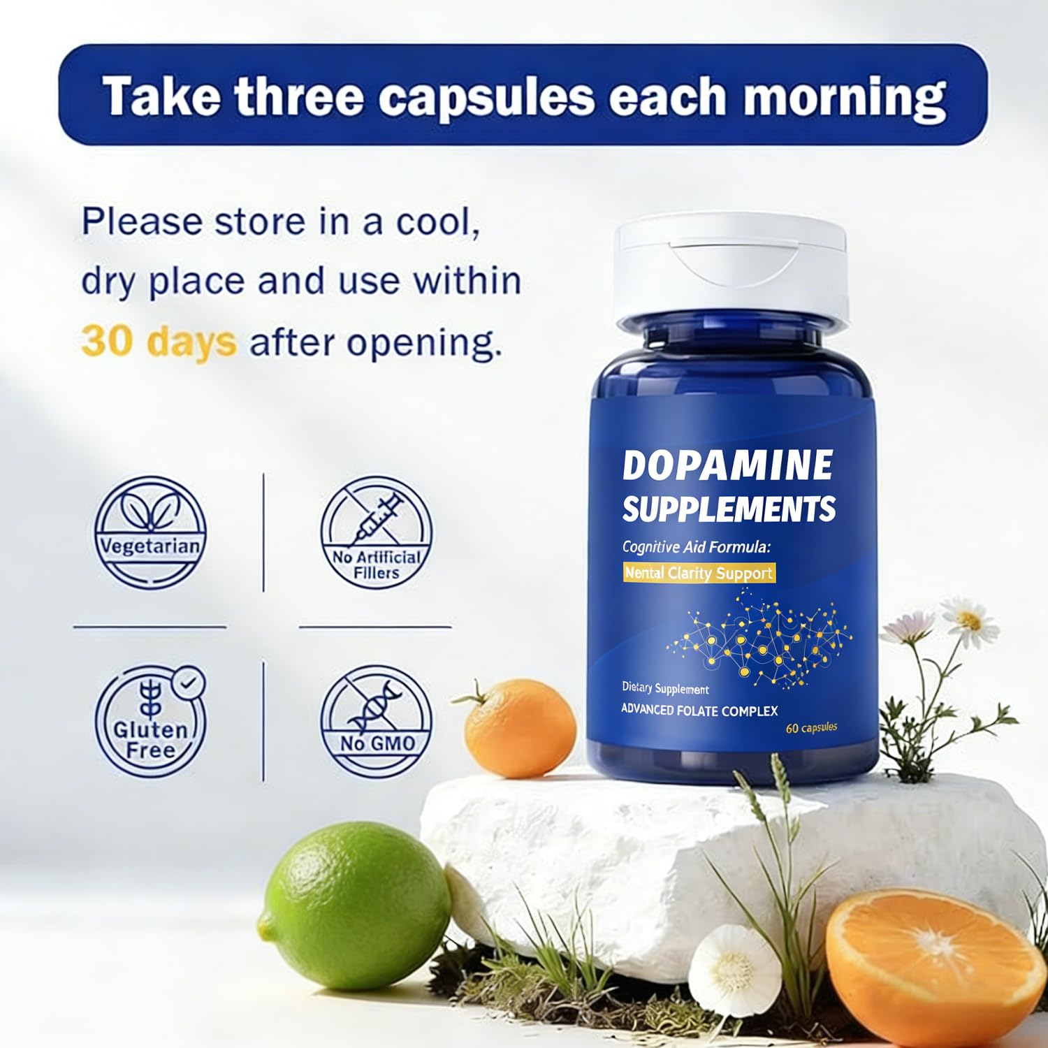 Dopamine Brain Supplement with L-Tyrosine 650mg | Cognitive Function, Focus & Mood Support | Neurotransmitter & Mental Energy Booster | 60 Capsules FW ZONE uk supplements