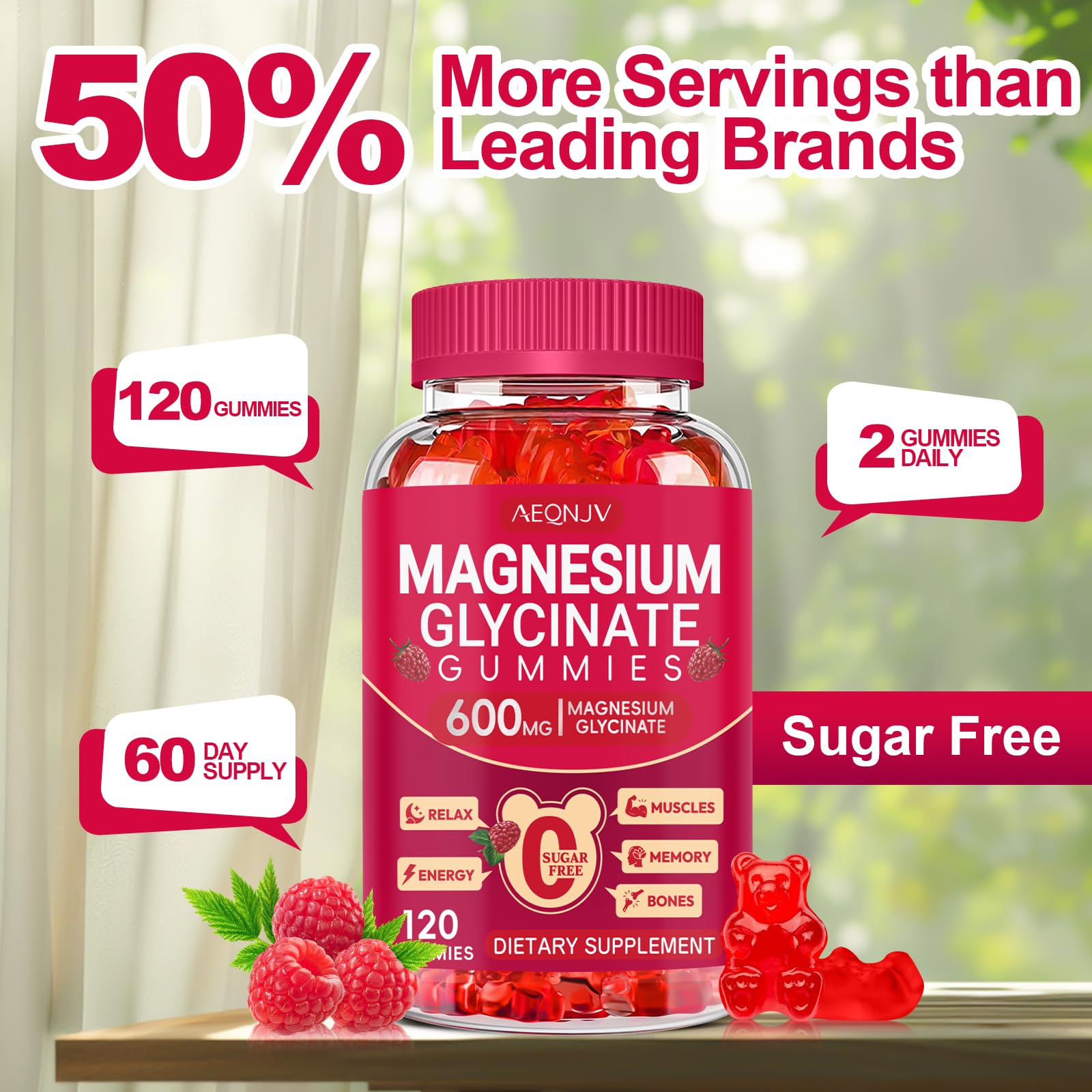 Magnesium Glycinate Gummies 600mg, Sugar Free Magnesium Gummies for Adults, Chewable Potassium Supplements for Body Support, Zzz and Relaxation, 120 Count AEQNJV uk supplements