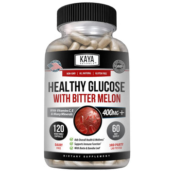 Kaya Naturals Healthy Gluco with Bittermelon Supplement | Support Healthy Levels and Function, 20 Herbs Vitamins and Minerals, Alpha Lipoic Acide, Cinnamon, Vitamin C & E, Non-GMO (120 Count) Kaya Naturals uk supplements