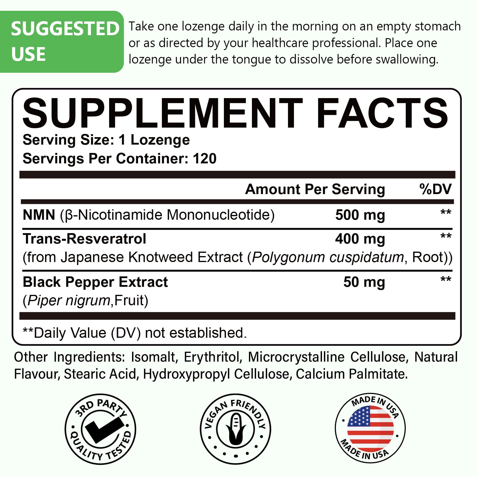 Sublingual NMN 500mg + Trans-Resveratrol 400mg, 3-in-1 Advanced Formula 99% Pure NMN Resveratrol Supplement for Boost* NAD, Cell, Immune, Energy & Muscle, Anti-Aging, 120 Lozenges, 120-Day Supply Ascuoli uk supplements