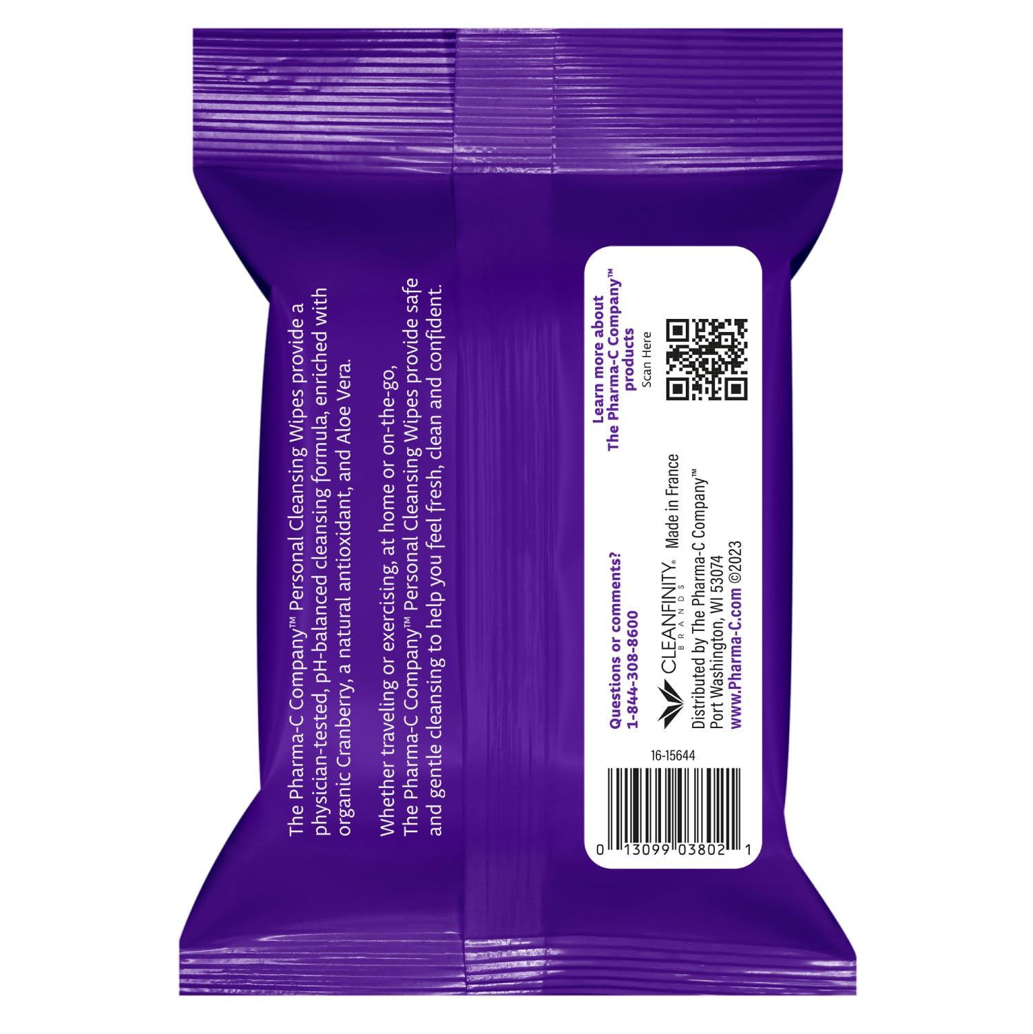 The Pharma-C Company Personal Cleansing Wipes [2 packs of 20 wipes] - Enriched with Cranberry & Aloe Vera Generic uk supplements