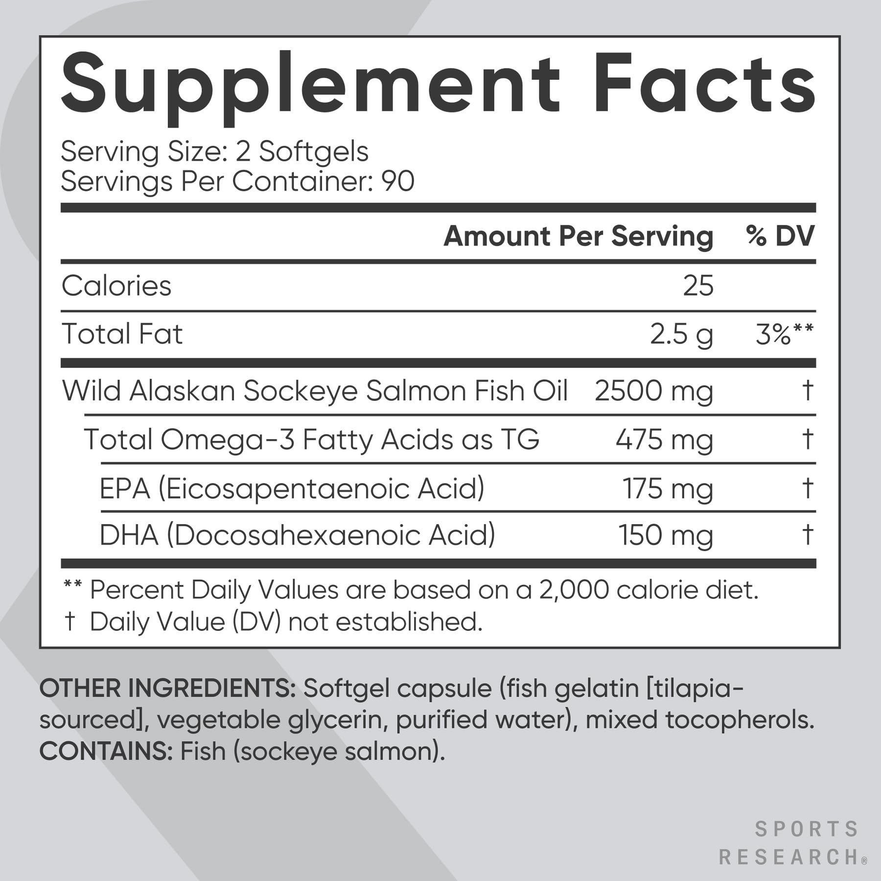 Sports Research® Salmon Oil - Single-Source Wild Alaskan Sockeye | 2500 mg per Serving w/EPA & DHA Fatty Acids | MSC Certified - 180 Count Softgels Sports Research uk supplements