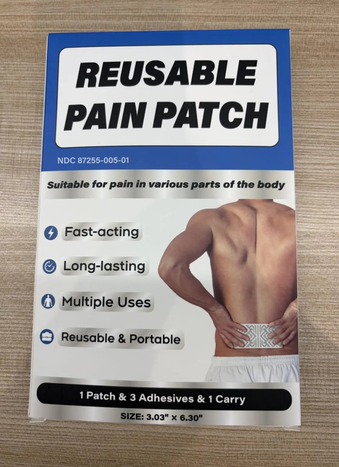 Teemofe Reusable Pain Patch, for Sore Muscle Relief - Pain Relief Patches for Back, Foot, Knee, Neck & More, Easy Adhesive Application, Fast Acting - Includes 1 Patch, 3 Adhesives&1 Carry Case-0327-1 Teemofe uk supplements
