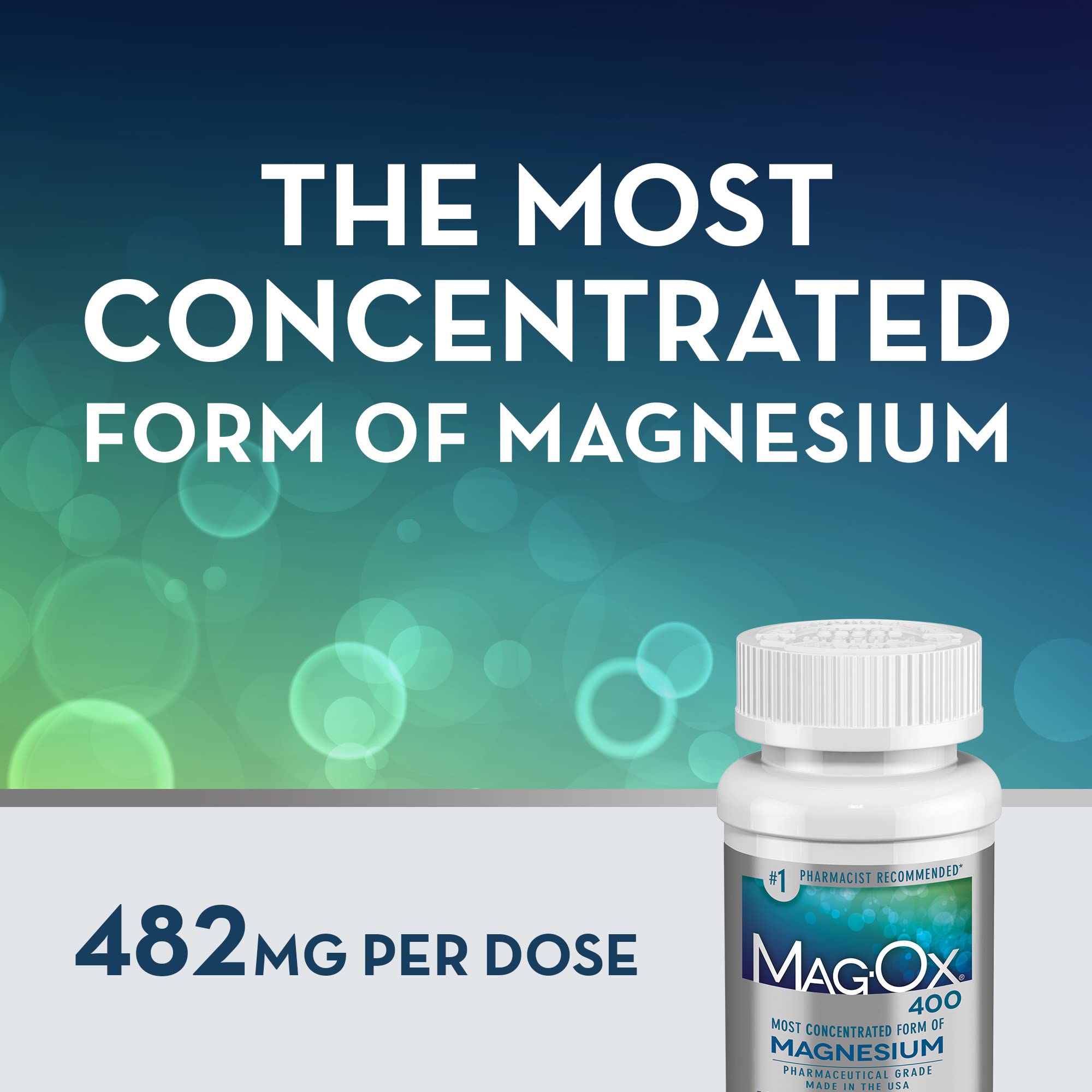 Mag-Ox Magnesium Supplement, Pharmaceutical Grade Magnesium Oxide 483mg, Most Concentrated Form of Magnesium, 120 Tablets (Pack of 3) Mag-Ox 400 uk supplements