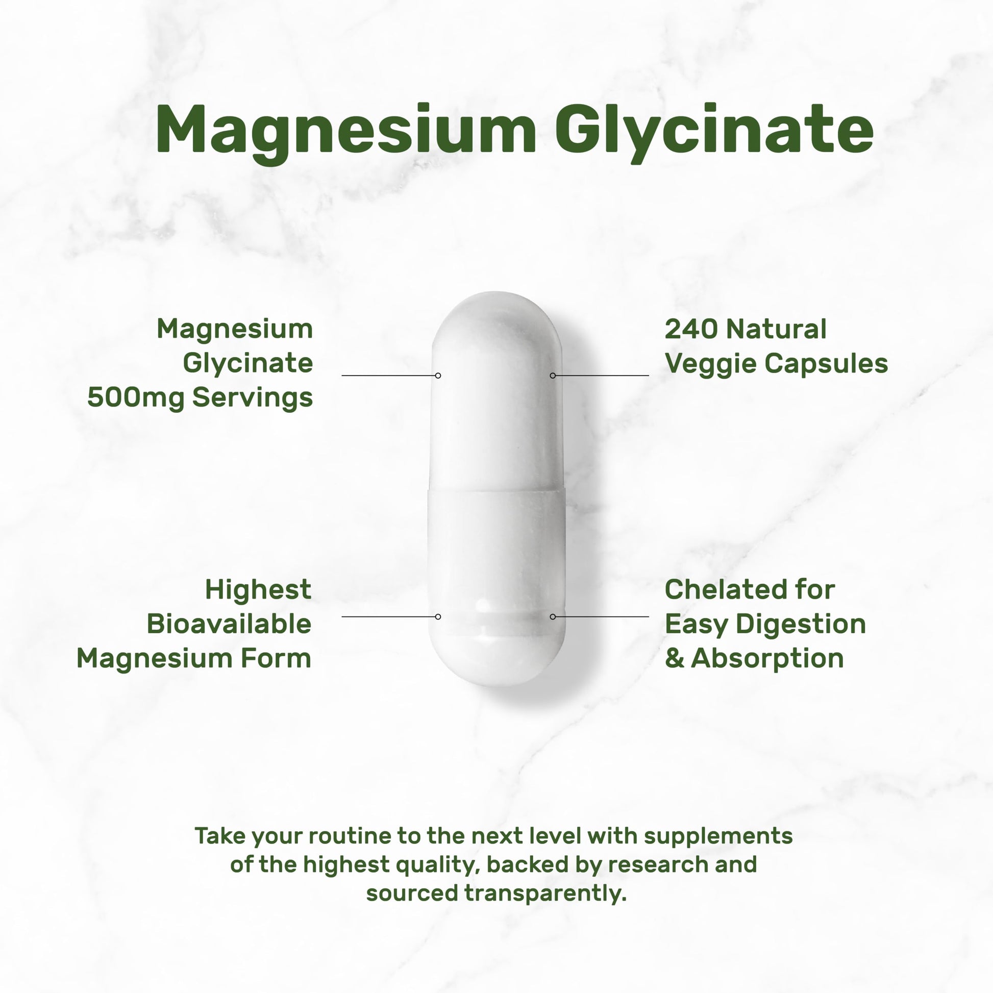 Deal Supplement Magnesium Glycinate 500mg, 240 Veggie Capsules | 100% Chelated for Easy Absorption | Essential Mineral Supplement | Non-GMO, Gluten-Free DEAL SUPPLEMENT uk supplements