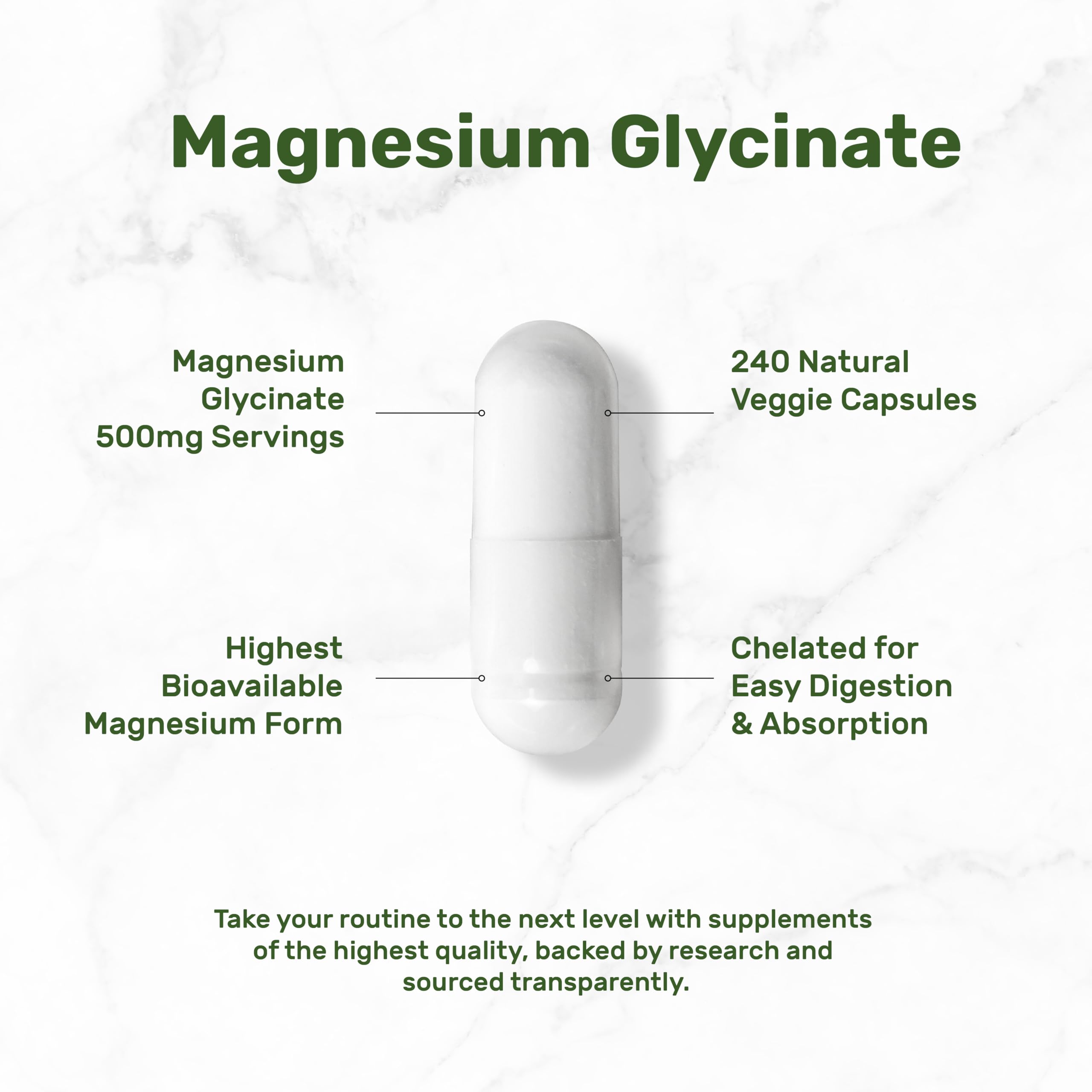 Deal Supplement Magnesium Glycinate 500mg, 240 Veggie Capsules | 100% Chelated for Easy Absorption | Essential Mineral Supplement | Non-GMO, Gluten-Free DEAL SUPPLEMENT uk supplements