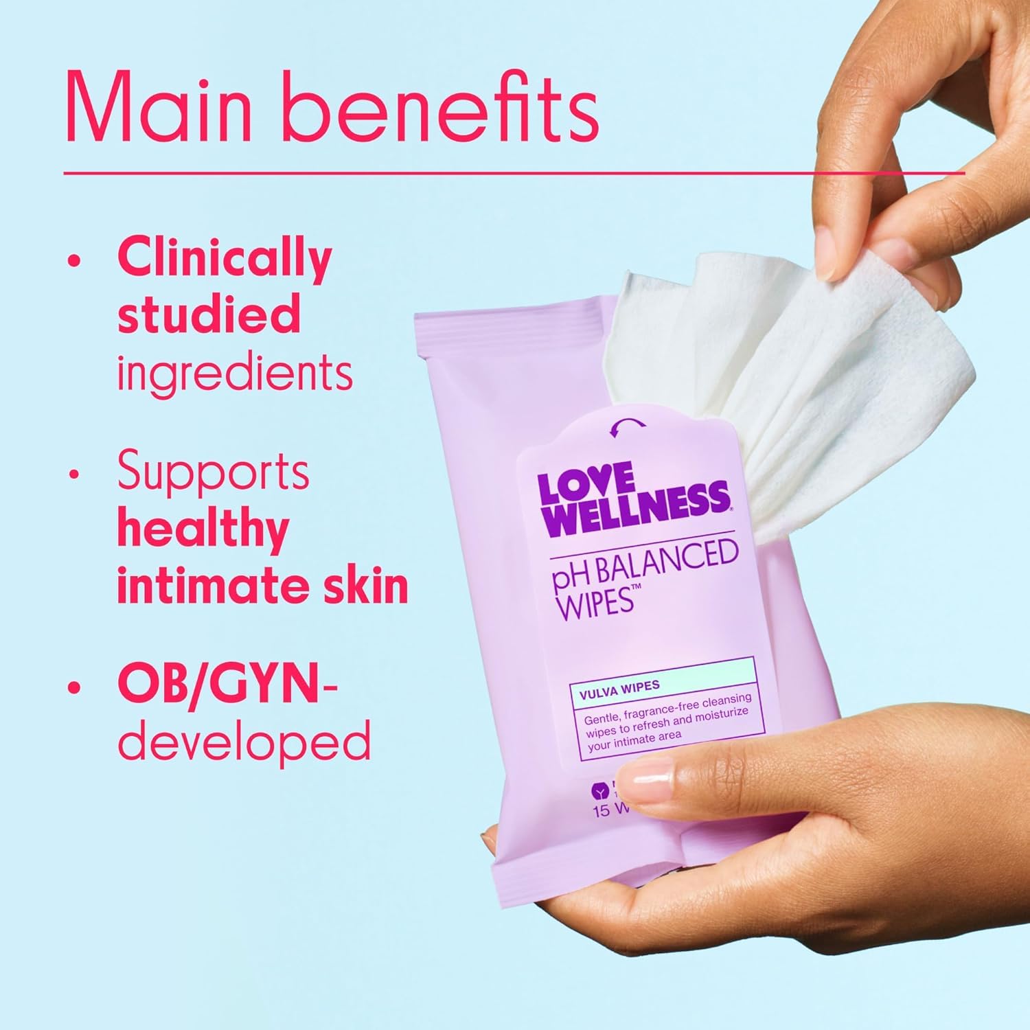 Love Wellness pH Balancing Wipes for Women | Fragrance-Free | Vulva Cleanser for Balanced pH, Intimate Health & Hygiene | Non-Irritating with Aloe Vera for Sensitive Skin | Travel Size | 3-Pack Love Wellness uk supplements