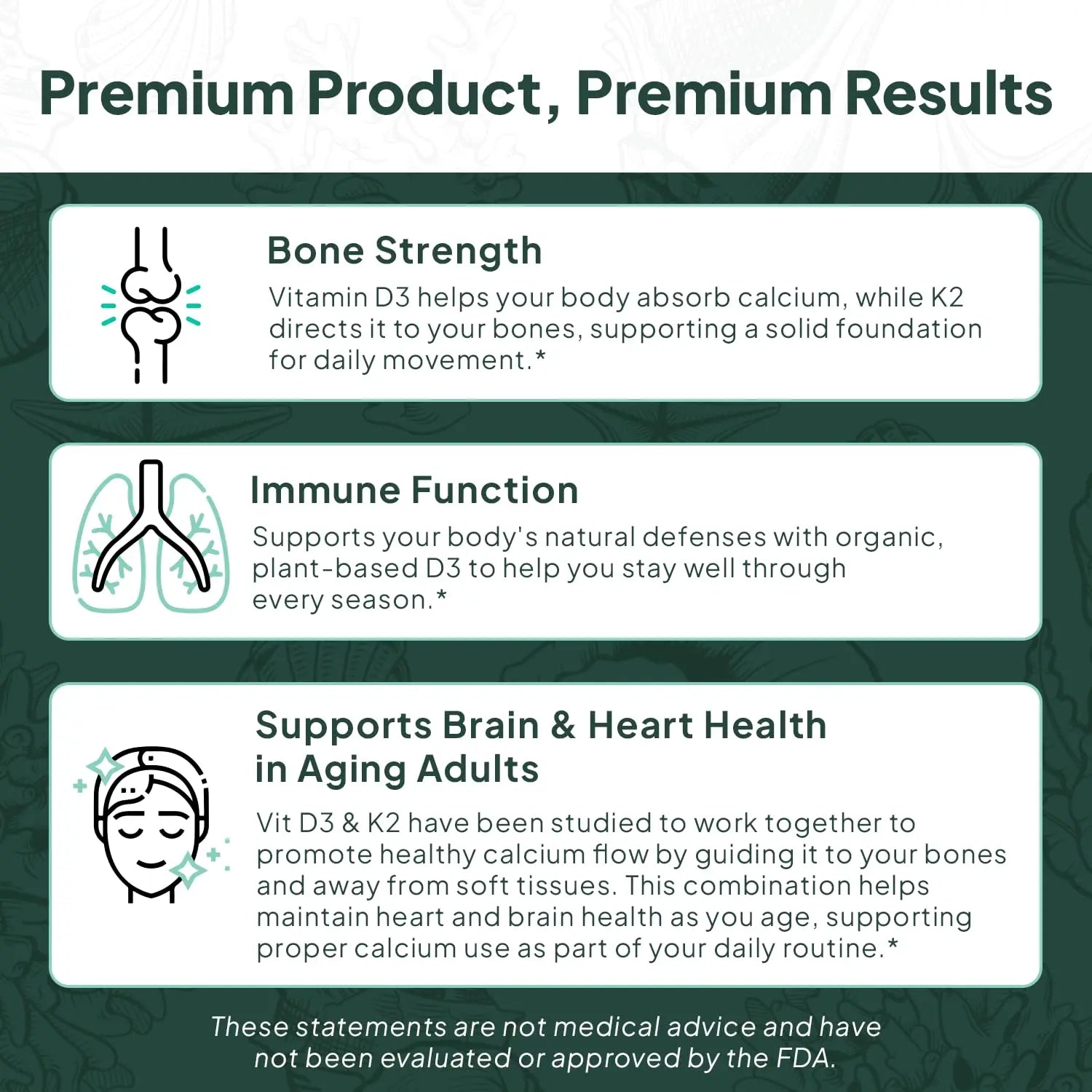 Organics Ocean Better D3 + K2-100% Organic VIT D3 and K2 Supplements with Maximum Bioavailability - Supports Bone Density, Calcium Balance Organics Ocean uk supplements