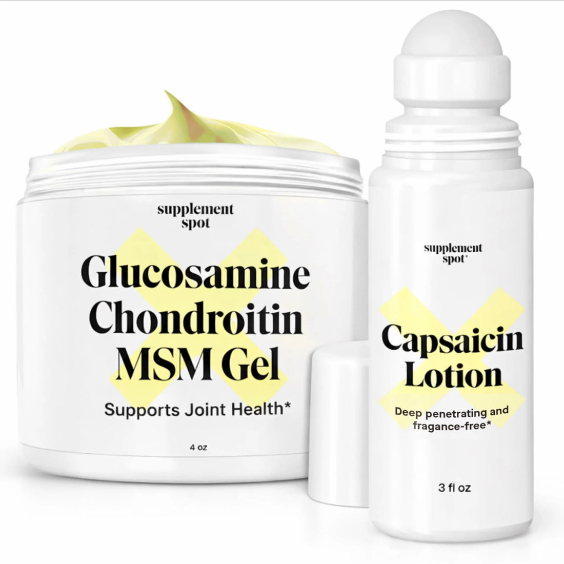 Supplement Spot Capsaicin Roll-On Cream 0.075% - Glucosamine Chondroitin MSM Gel with Bromelain – Joint & Muscle Care Bundle Supplement Spot uk supplements