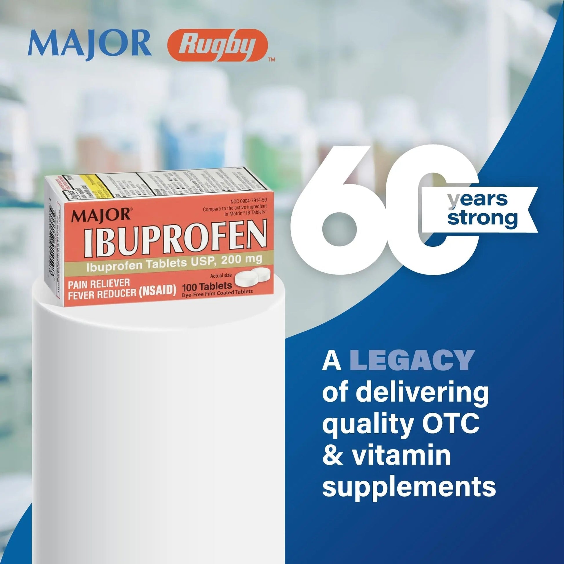 MAJOR Dye-Free Ibuprofen Tablets 200 mg - Helps Temporarily Reduce Fevers - Offers Pain Relief - 100 Tablets (1-Pack) MAJOR uk supplements