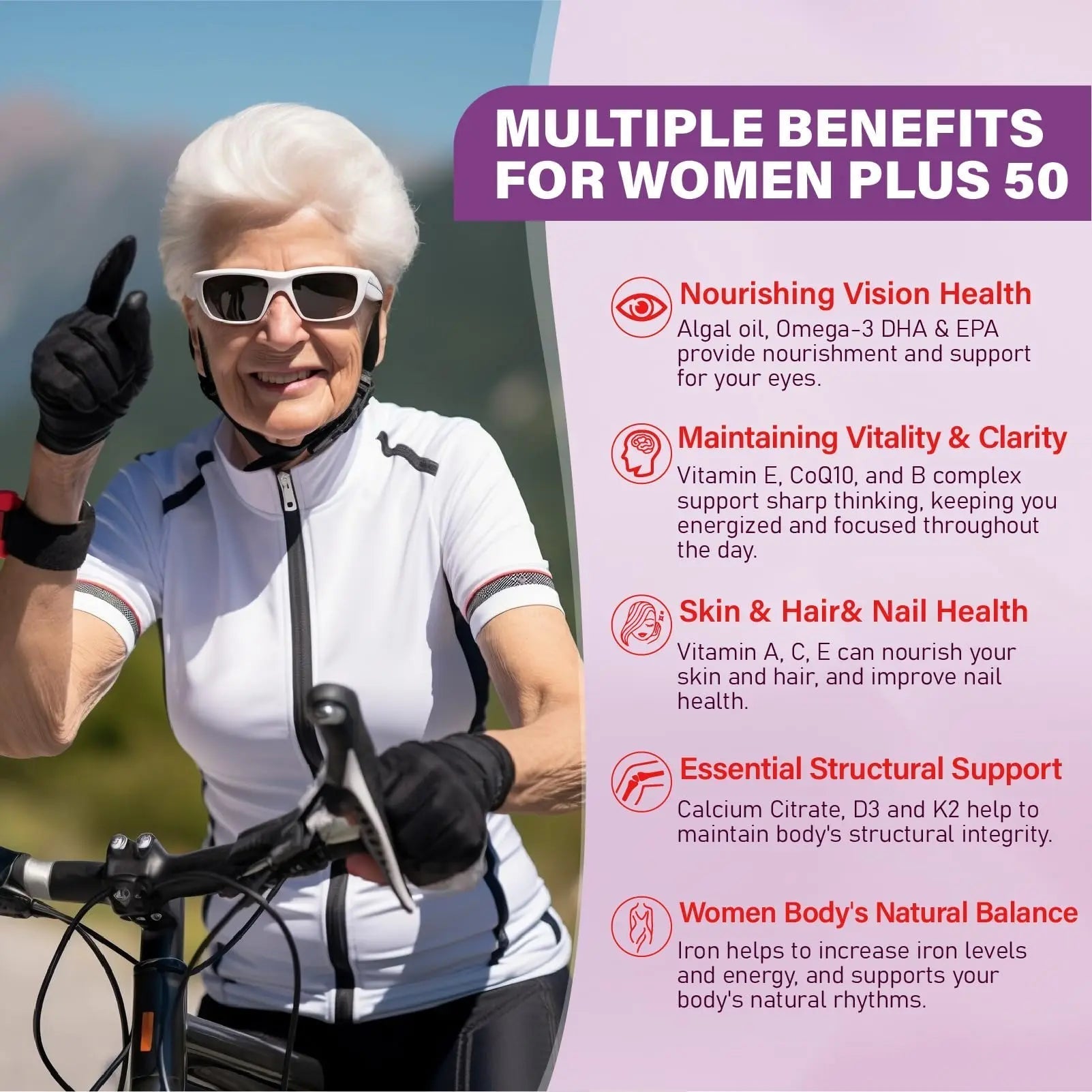 Multivitamin Gummies for Women 50 Plus - with Omega 3, Coenzyme Q10, Iron, Calcium, Zinc, Vitamin A, C, D3, E, K2, B Complex, Folate Tcemundry uk supplements