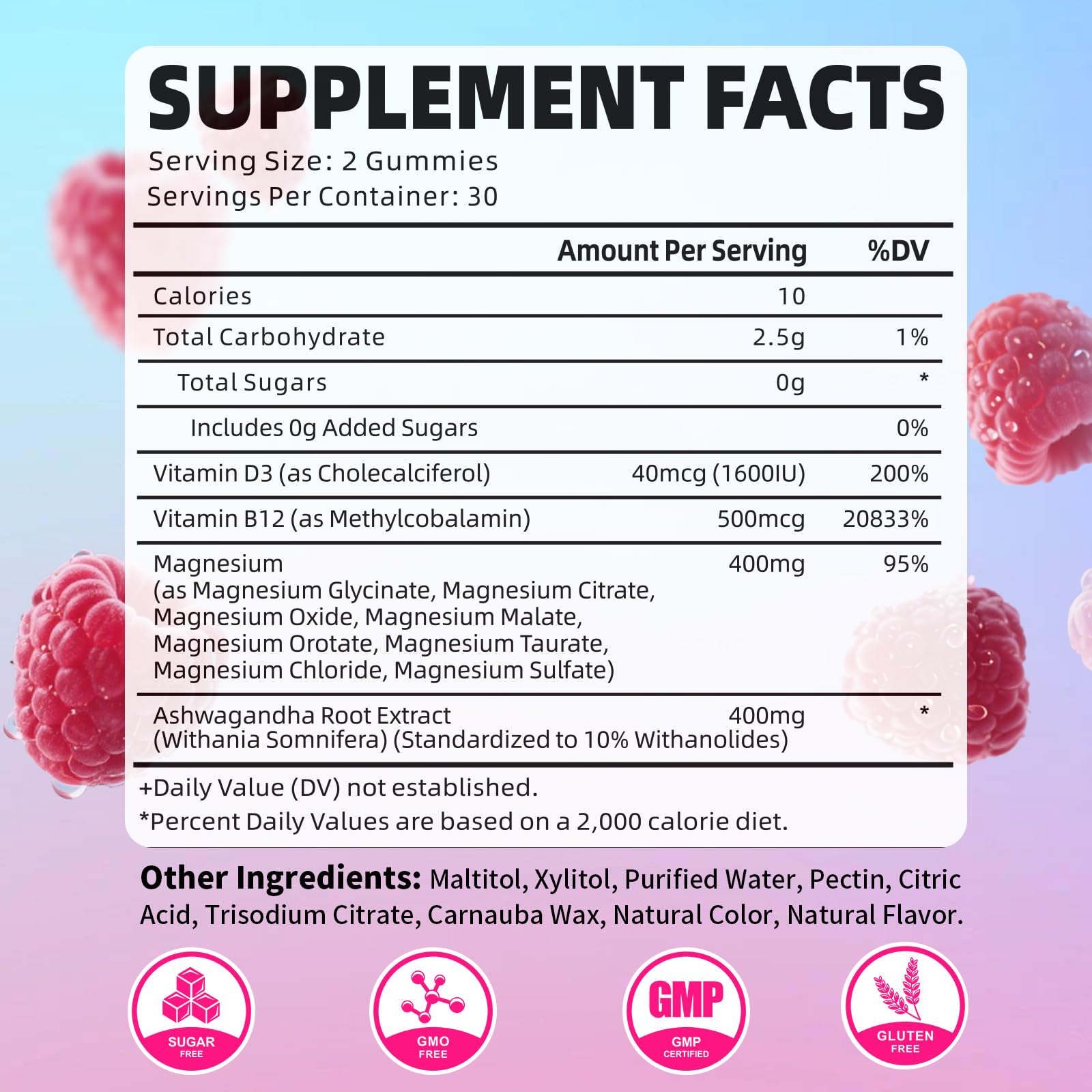 Pack of 2 Magnesium Complex Gummies 400mg, Magnesium Glycinate, Malate, Citrate, Taurate, Oxide & More | w/Ashwagandha Extract, D3 & B12 for Calm, Zzz, Relaxation, Raspberry Flavor, 120 Count YUULAI uk supplements