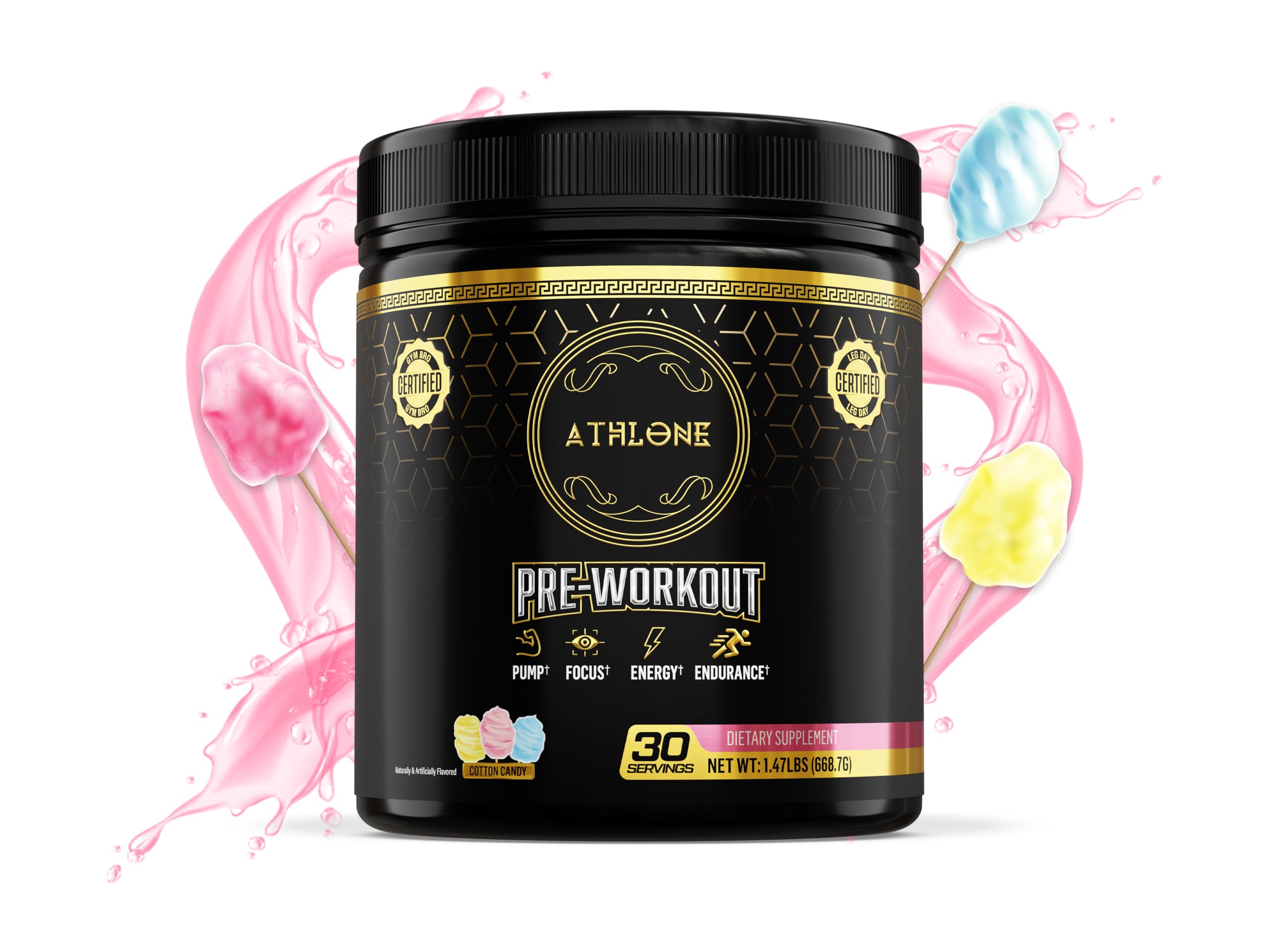 Athlone Pre-Workout Powder Cotton Candy Performance Blend- Supplement - Energy Athlone uk supplements