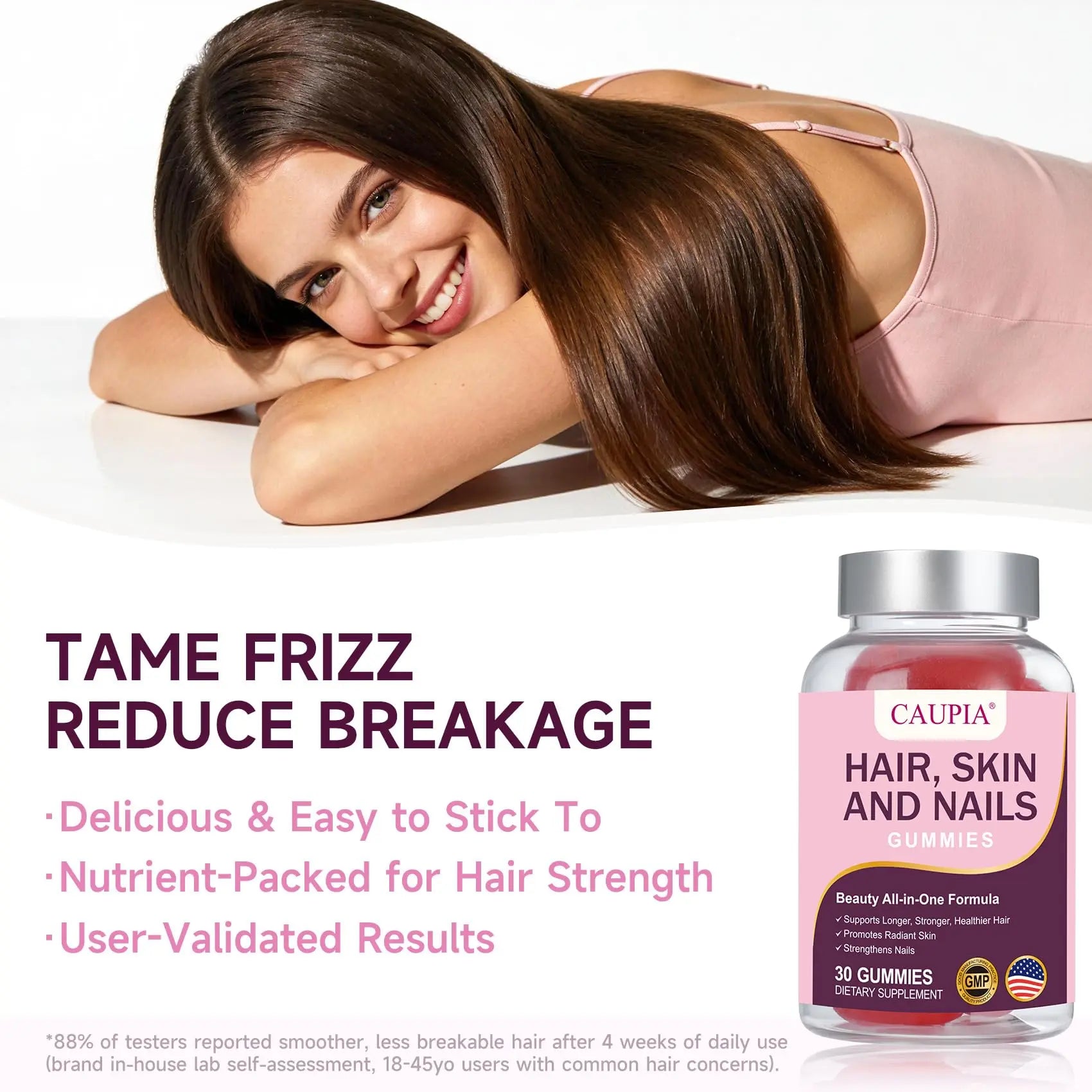 CAUPIA Hair Skin and Nails Gummies, All-in-One Advanced Formula Supports Hair Growth - Skin Health & Nail Strength - 30 Gummies CAUPIA uk supplements