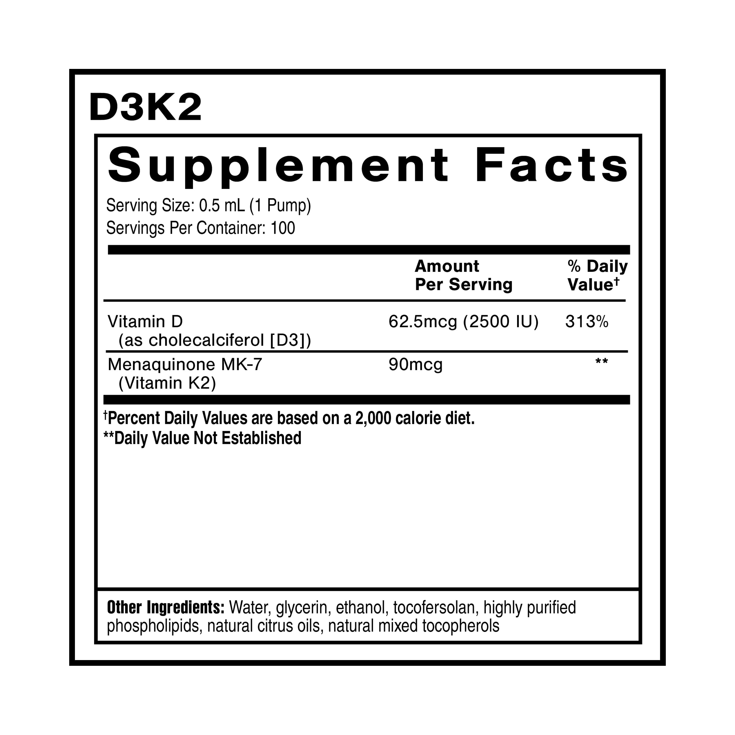 Quicksilver Scientific Nanoemulsified D3K2 - Emulsified Liquid Vitamin D3 + K2 MK7 Liposomal Supplement for Heart, Bone Health + Immune Support - Bioactive 2500IU for Enhanced Absorption (1.7oz/50ml) Quicksilver Scientific uk supplements