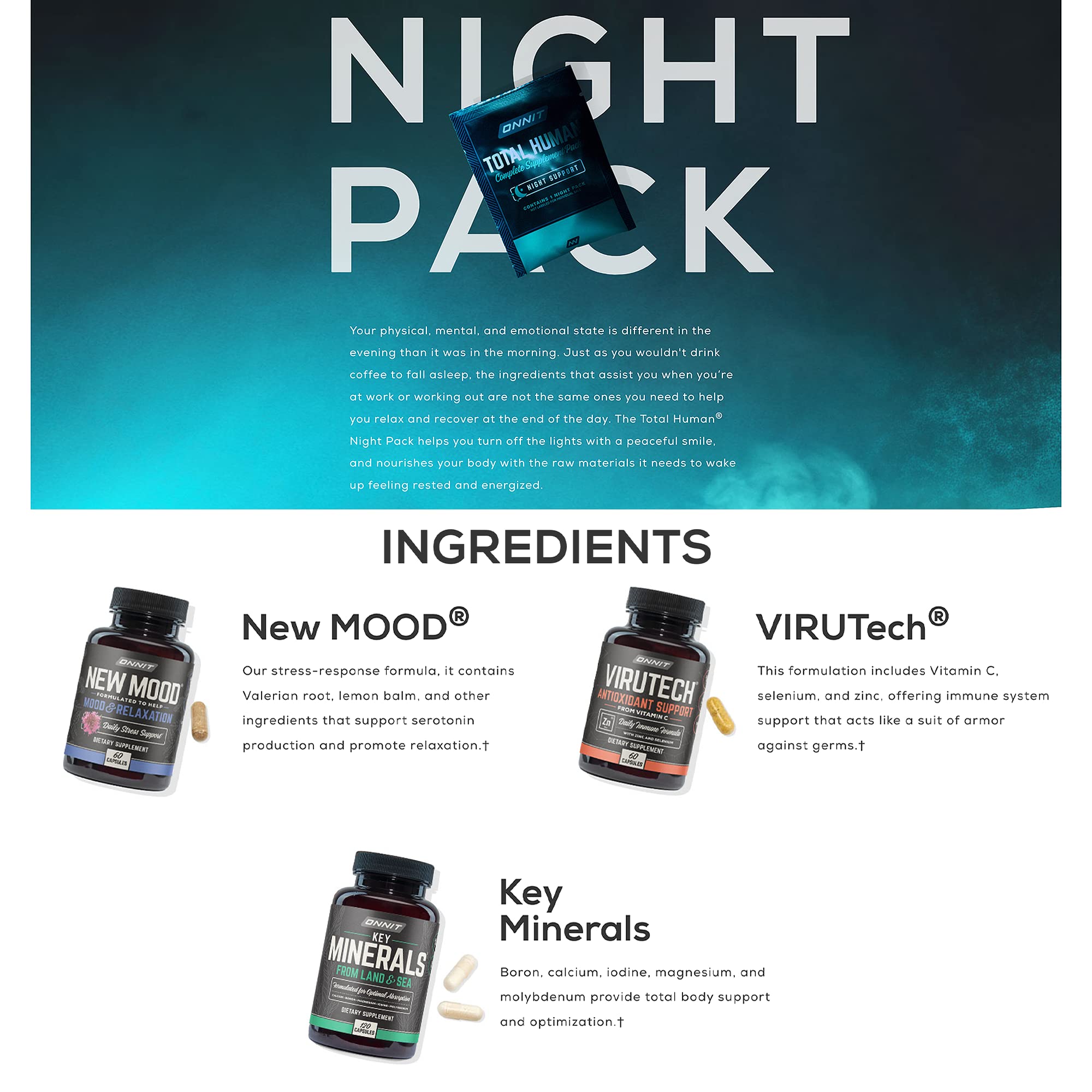 ONNIT Total Human Day and Night Vitamin Packs for Men and Women,Capsule, 30-Day ONNIT uk supplements
