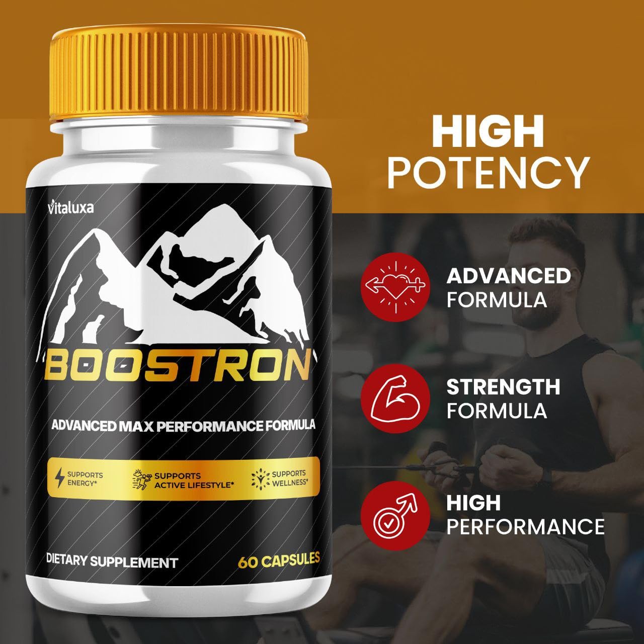Boostron Capsules, Boostron Supplement Pills - Boostrom Maximum Strength Performance Blend Premium Advanced Formula All Natural Ingredients for Advanced Health Vitamin Support Reviews (60 Capsules) Vitaluxa uk supplements