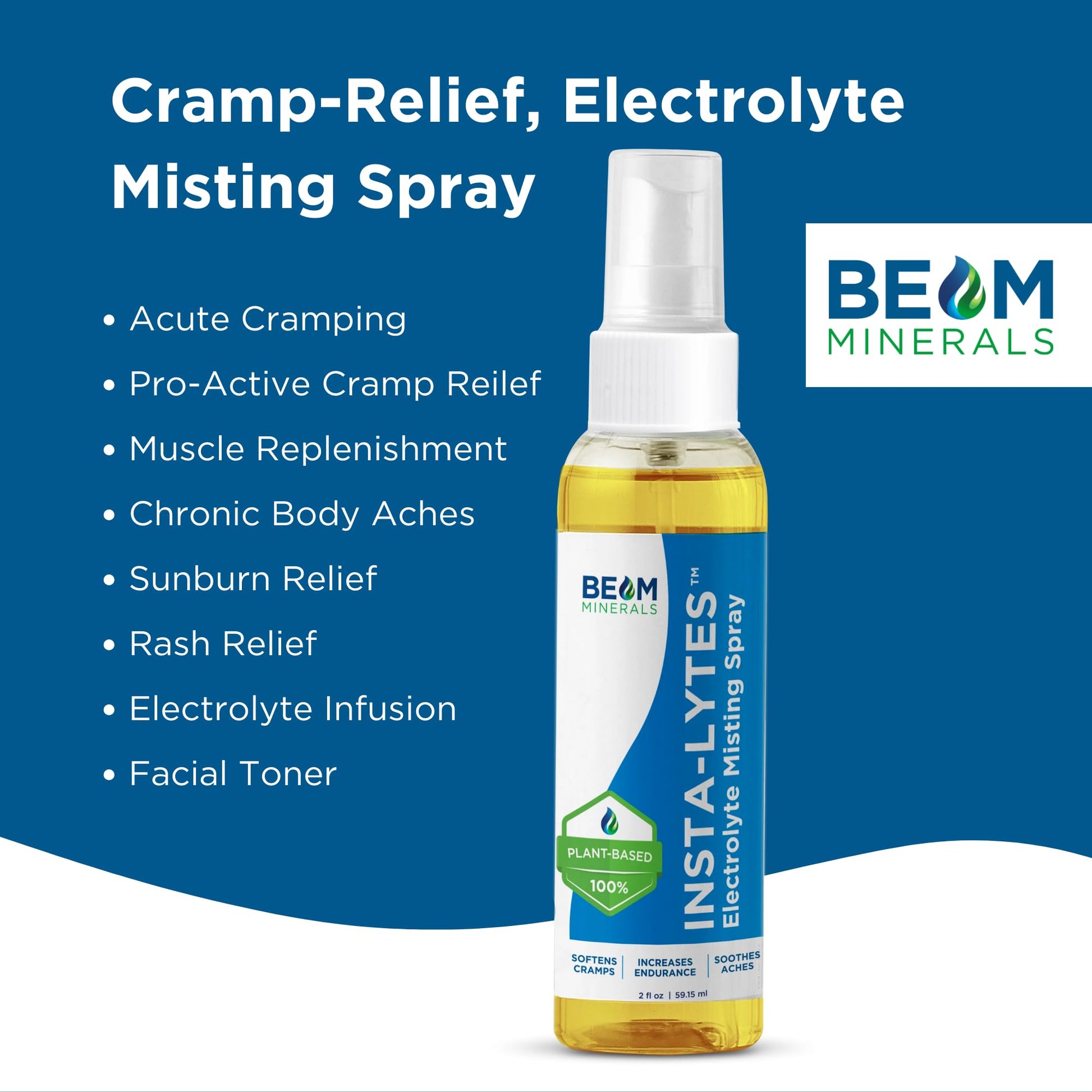 BEAM MINERALS Insta-Lytes | How to Stop Leg Cramps Immediately Electrolyte Misting Spray | Fulvic Acid Trace Minerals | Fast Micronutrients Supplements | 2 fl Oz BEAM MINERALS uk supplements