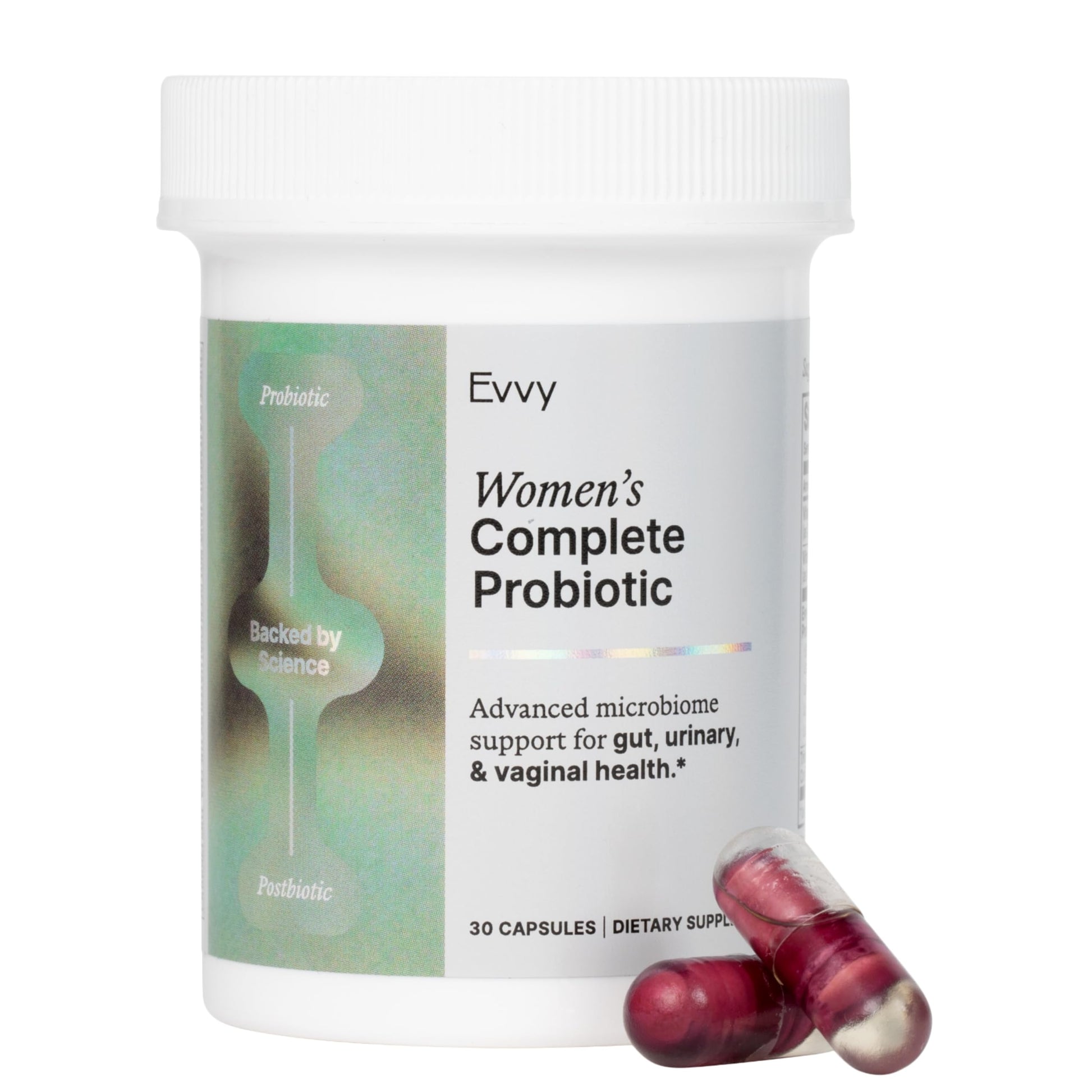 Evvy Women's 3-in-1 Complete Probiotic I Daily Probiotic Supplement to Reduce Bloating I Supports Gut, Urinary & Vaginal Health | Includes Vaginal Probiotics for Feminine Care | 30 Day Supply Evvy uk supplements
