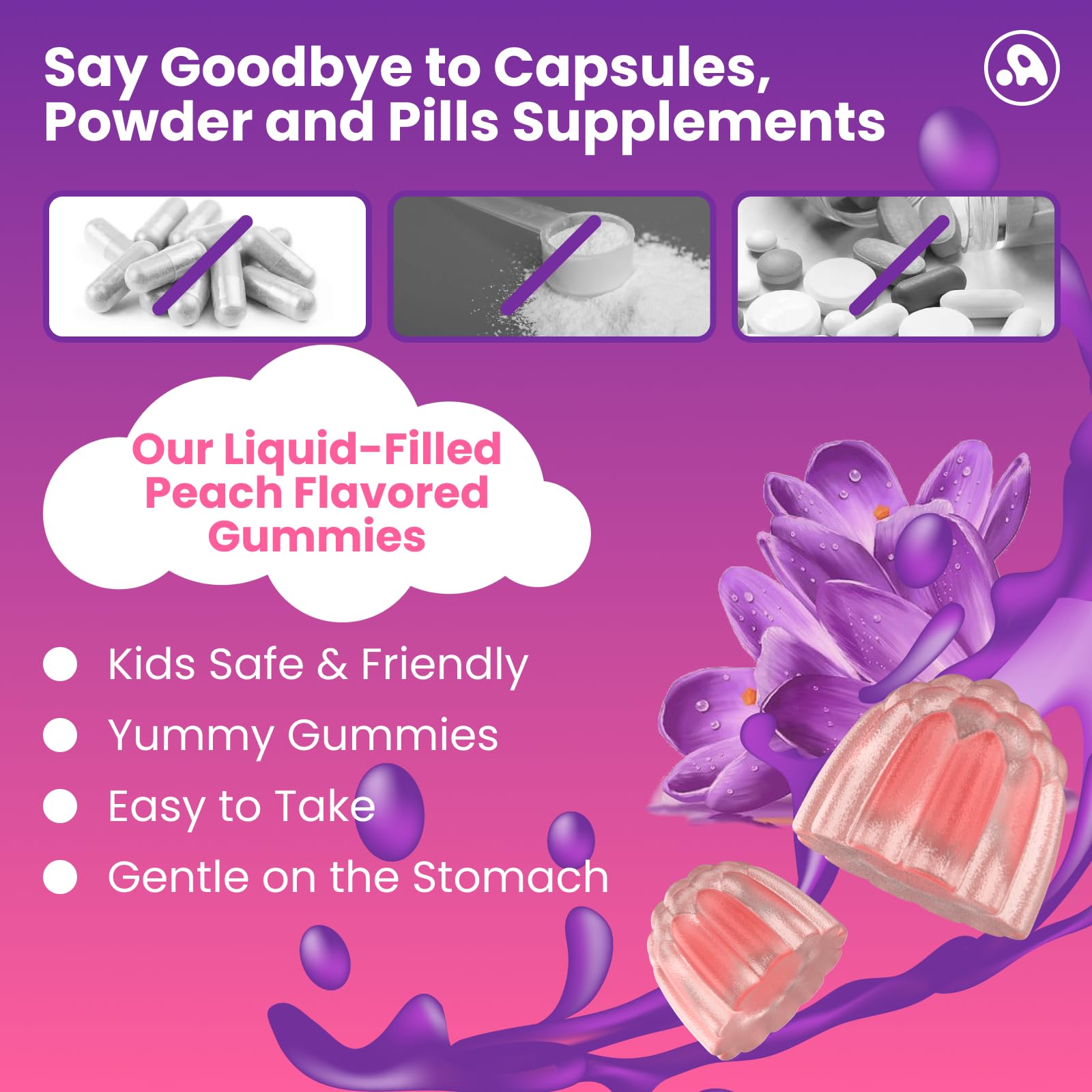 Saffron Gummies for Kids Adults 88.5mg, 15-in-1 Saffron Supplements for Kids, with B6, B12, C, D3, Magnesium Glycinate, Zinc for Nerve, Rest, Focus, Sugar Free, Vegan, Non- GMO, Peach Flavor, 60 Count Aube'Azur uk supplements