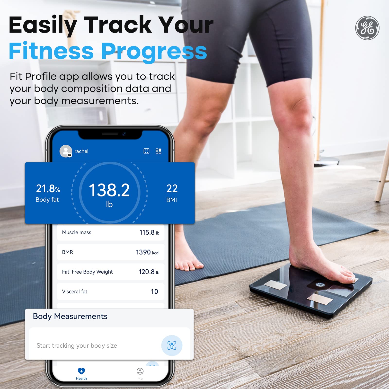 GE Smart Scale for Body Weight and Fat Percentage with All-in-one LCD Display GE uk supplements