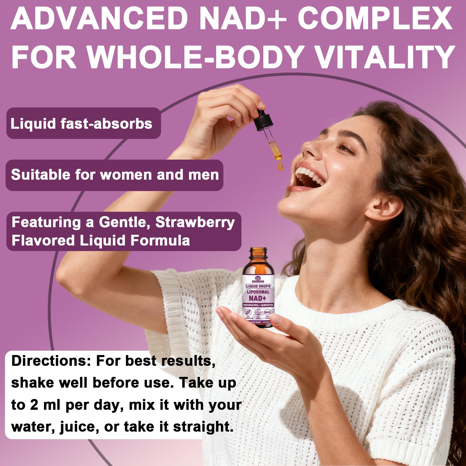 NAD+ Supplements for Men & Women, Extra Strength NMN Alternative Liposomal Nad⁺ Supplement with Resveratrol Quercetin for Cellular Energy & NAD+ Levels, Fast Absorption Liquid NAD Plus丨NON-GMO, 2Fl Oz WellVeraVida uk supplements