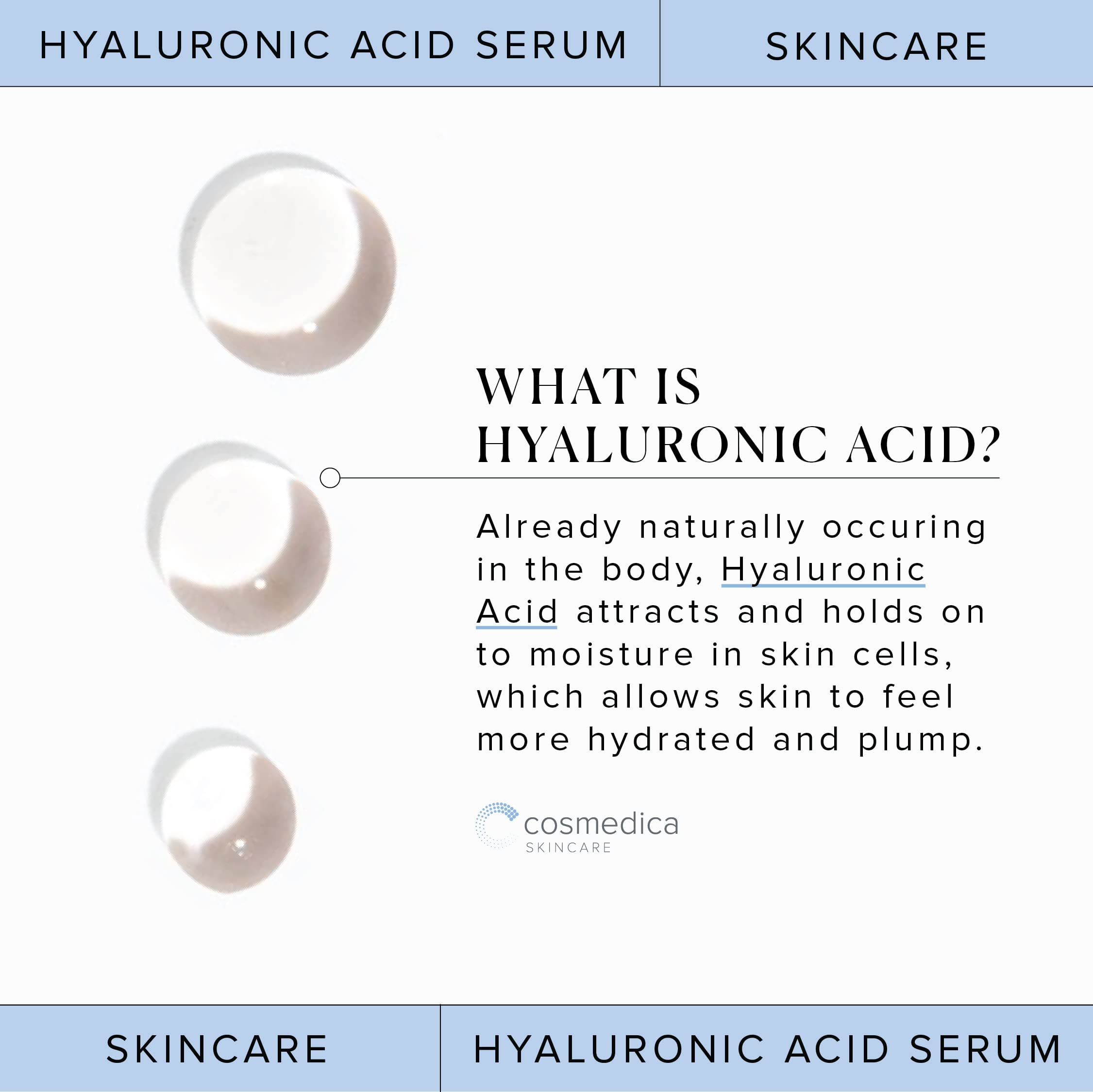 Hyaluronic Acid Serum for Skin 100% Pure Anti Aging Serum Intense Hydration Cosmedica Skincare uk supplements