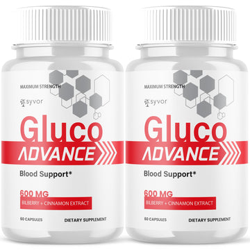 (2 Pack) Gluco Advance Capsules, Official GlucoAdvance Supplement Pills with All Natural Ingredients, Advanced Formula Supplement with Maximum Strength Support Vitamins for Women & Men (120 Capsules) Syvor uk supplements