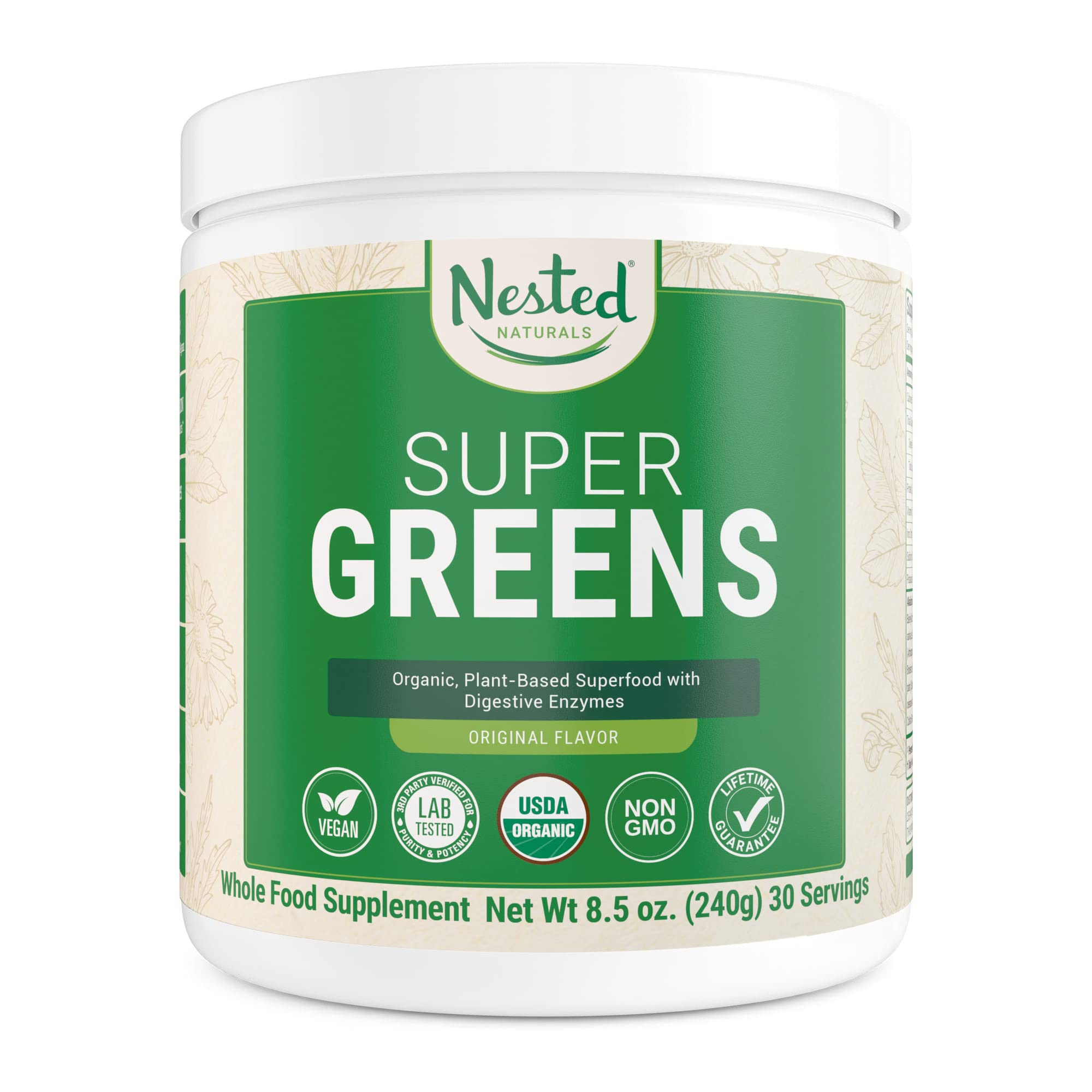 Super Greens Daily Greens Superfood Powder - Certified USDA Organic Green Powder Nested Naturals uk supplements
