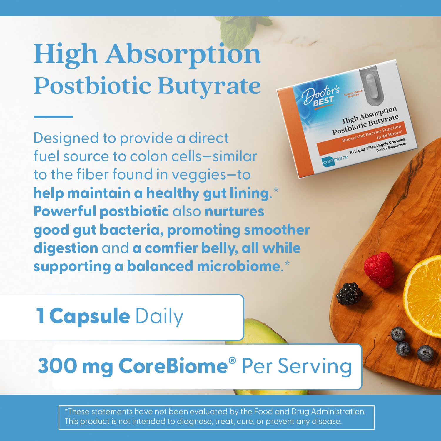Doctor's BEST High Absorption Postbiotic Butyrate Featuring Corebiome, Gut & Immune Health, Non-GMO, Gluten Free, Soy Free, Vegan, 30 Liquid Veggie Caps Doctor's BEST uk supplements