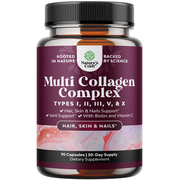 Advanced Multi Collagen Complex - Ageless Multi Collagen Peptides Supplements with Type 1 2 3 5 & X & Biotin for Hair, Skin and Nails Vitamins - Biotin Supplements for Women & Men - 90 Count Natures Craft uk supplements