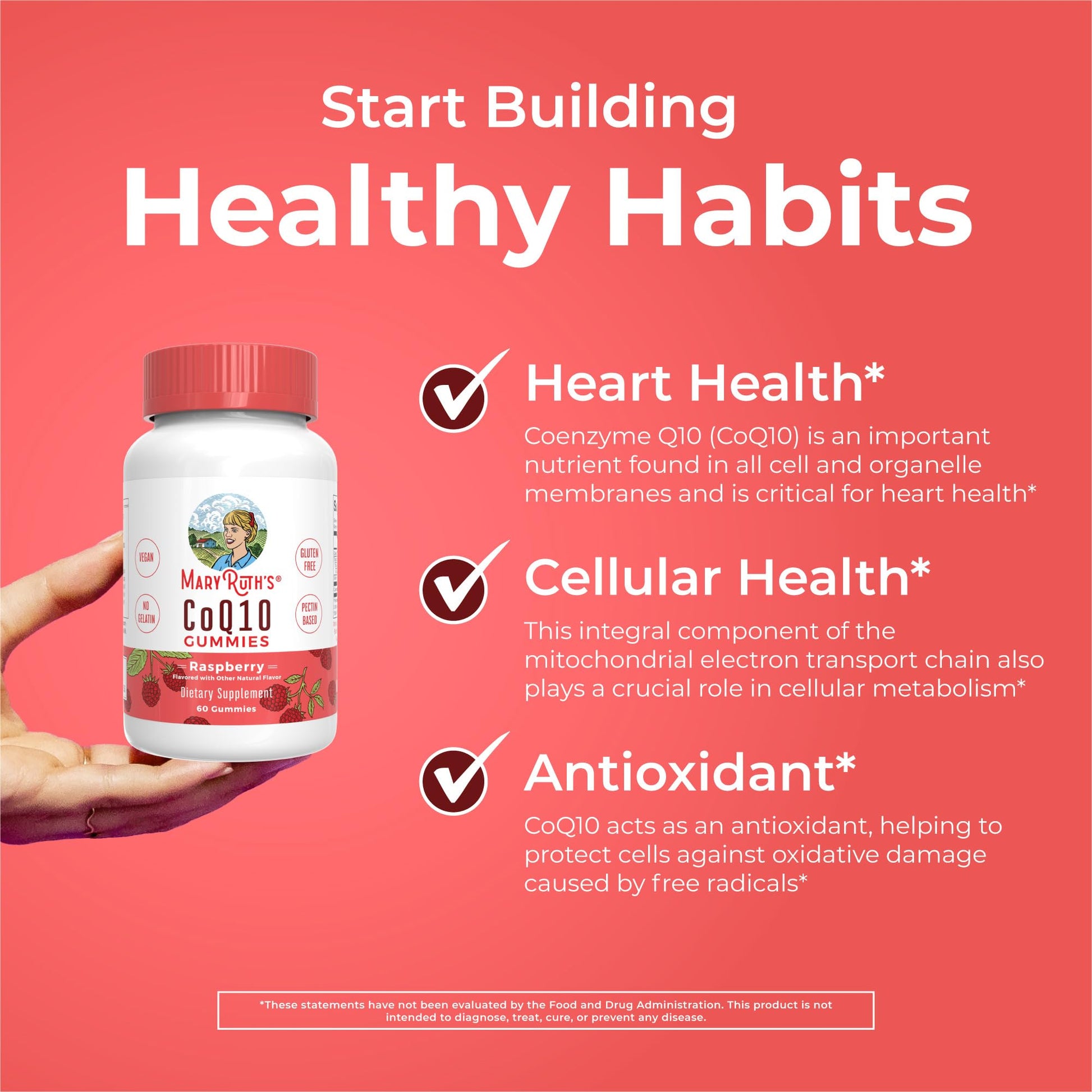 MaryRuth Organics CoQ10 Gummies | Coenzyme Q10 | Gummy Supplements for Heart Health & Cellular Health | Antioxidant | CoQ10 120 mg | Vegan | Non-GMO | Gluten Free | 60 Count | 1 Month Supply MARYRUTH'S uk supplements