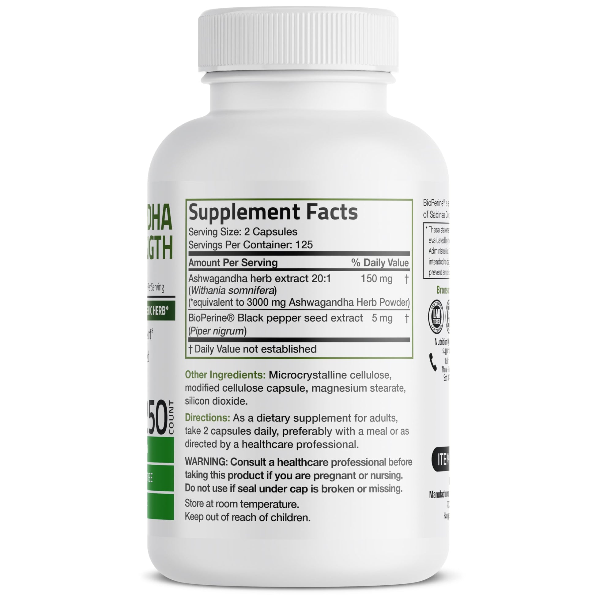 Bronson Ashwagandha Extra Strength 3000 mg Stress & Mood Support with BioPerine Bronson uk supplements