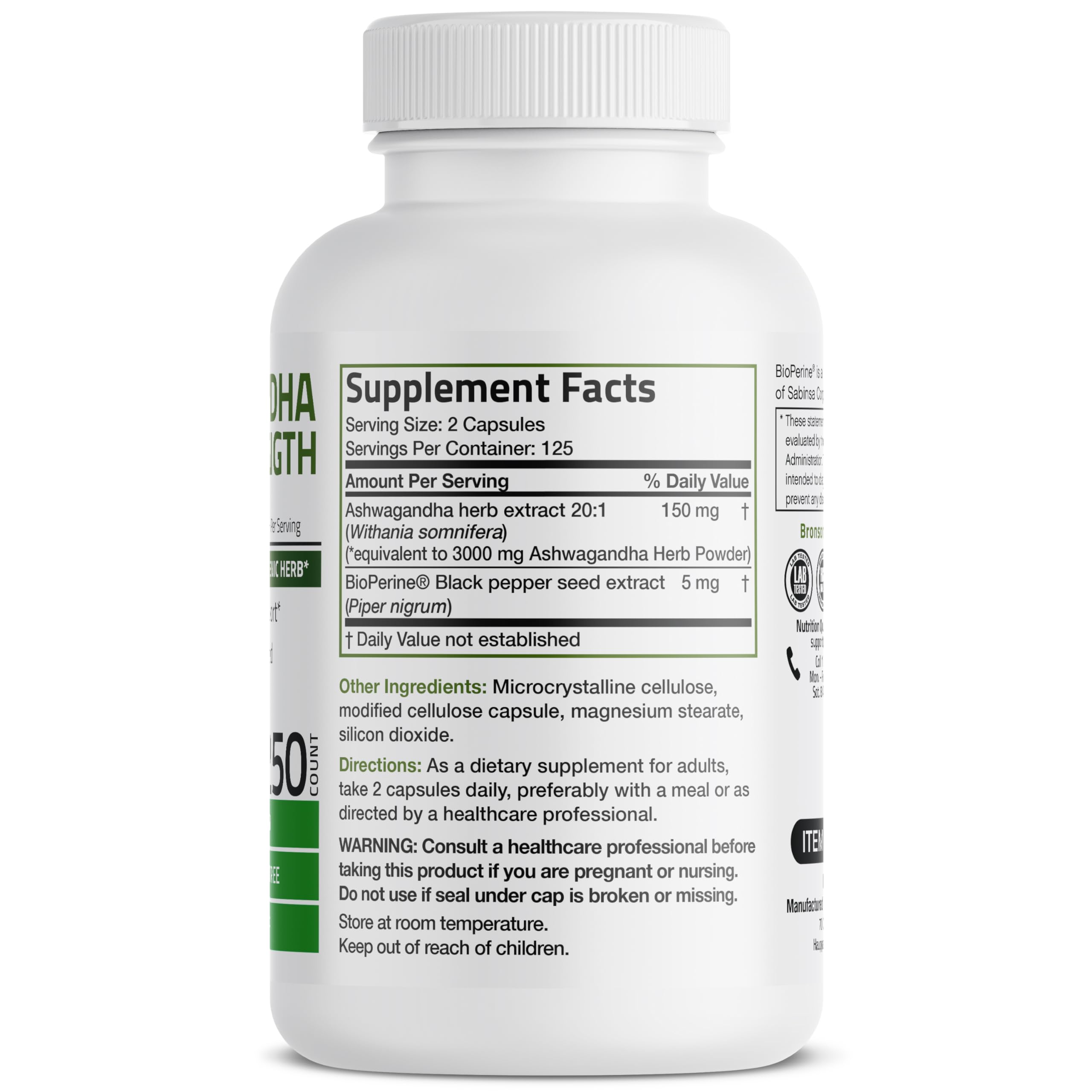 Bronson Ashwagandha Extra Strength 3000 mg Stress & Mood Support with BioPerine Bronson uk supplements