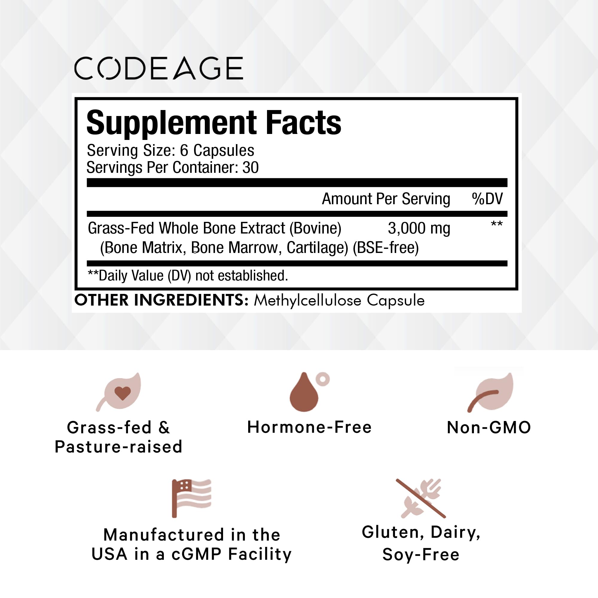 Codeage Grass Fed Bone Marrow, Full Spectrum Whole Bone Extract Codeage uk supplements